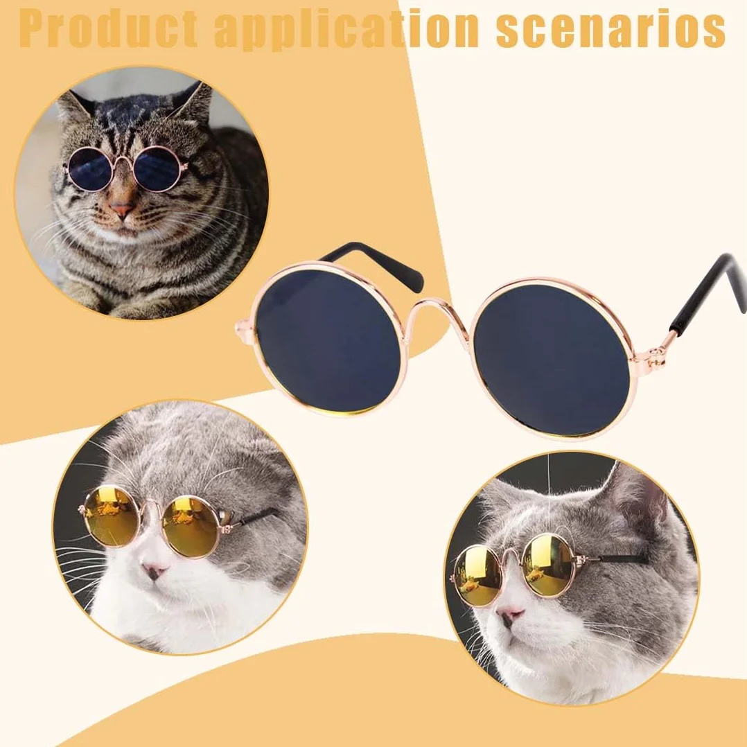 occhiali per cani,occhiali da sole per cani,Occhiali da sole da gatto, Elegante e sofisticato, adatto a cuccioli e gattini, Pet Costume Party, Confezione da 2