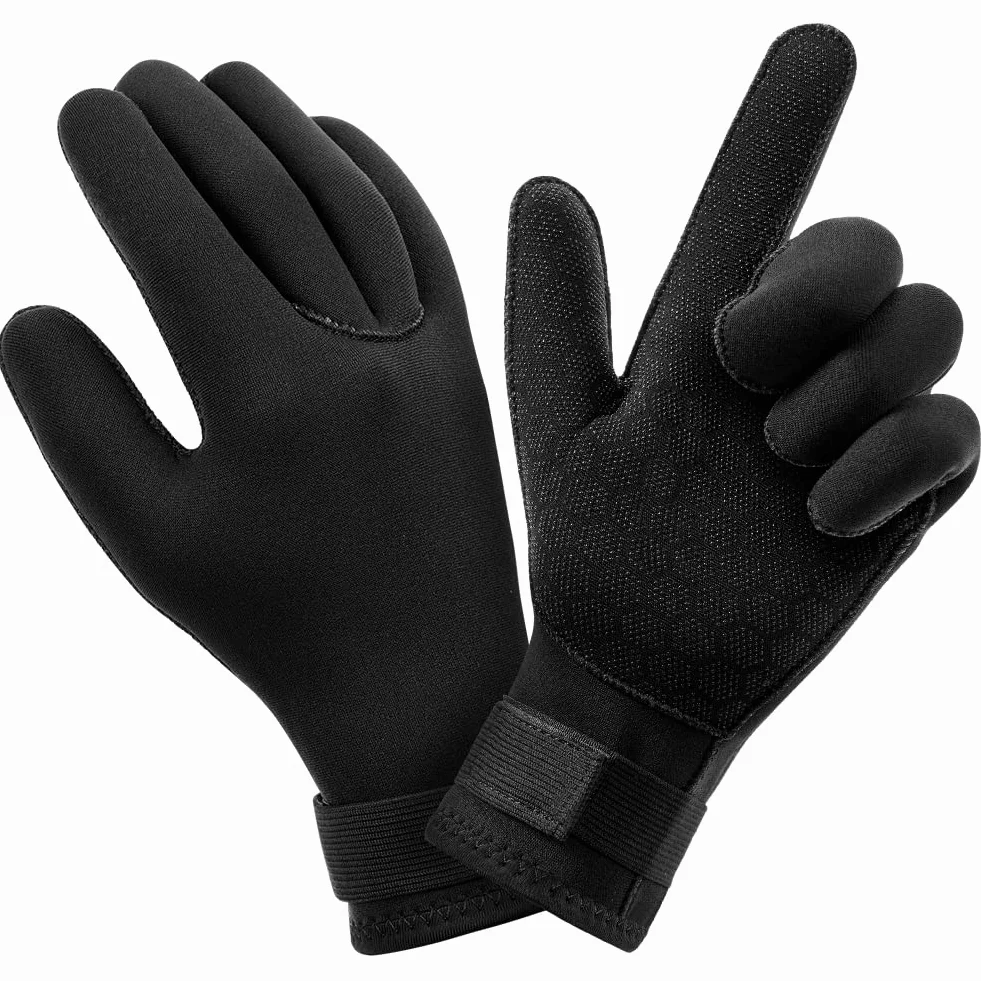 AUAUY Guanti in Neoprene Elastico, 3mm Guanti da Muta Termica, Guanti da Immersione con Polso Elastico e Particelle Antiscivolo, per Immersioni Snorkeling Surf Pagaia Kayak Nuoto