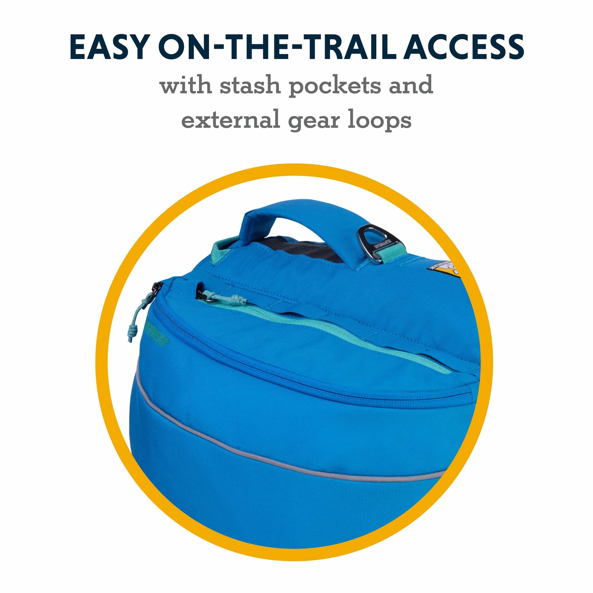 RUFFWEAR Pacchetto Approccio, Zaino per Cani con Imbracatura e Tasche Integrate, Accessorio Leggero da Indossare per Passeggiate con 2 Punti di Attacco per guinzaglio, Blu Crepuscolo (Medio)