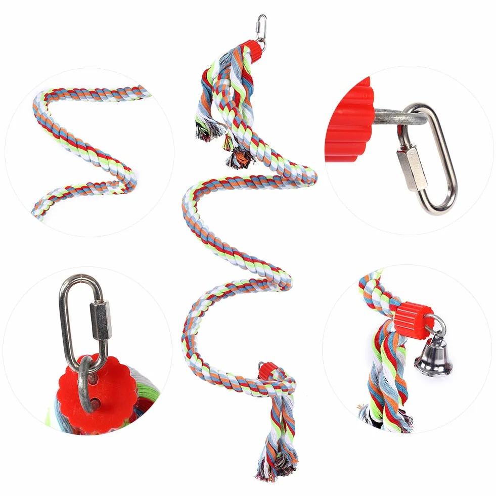 Bungee Altalena a Spirale per Pappagalli 1.6m Corda Campana Giocattoli Uccelli