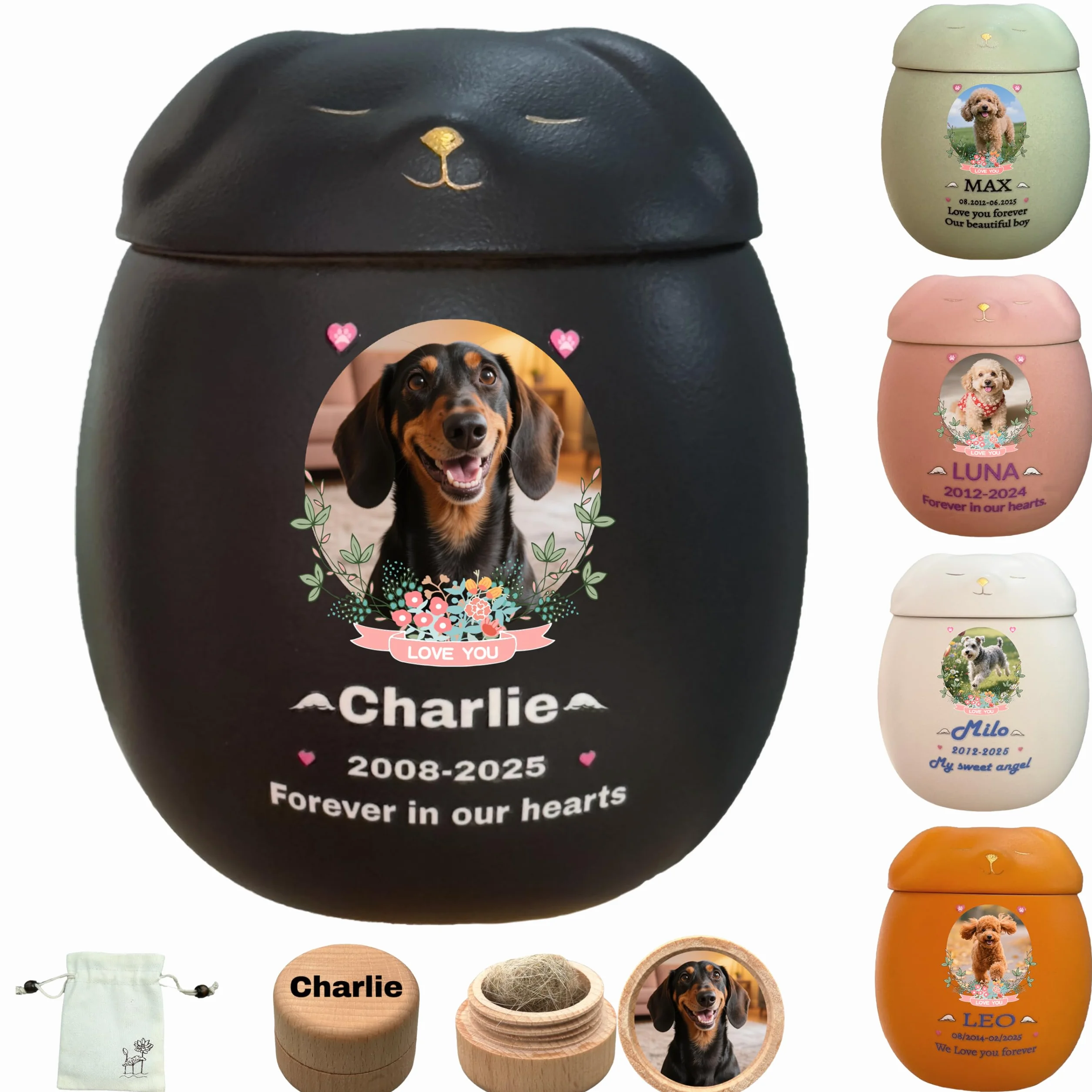 Urna per cani personalizzata in ceramica fatta a mano, Piccola per ceneri ≤ 10 kg