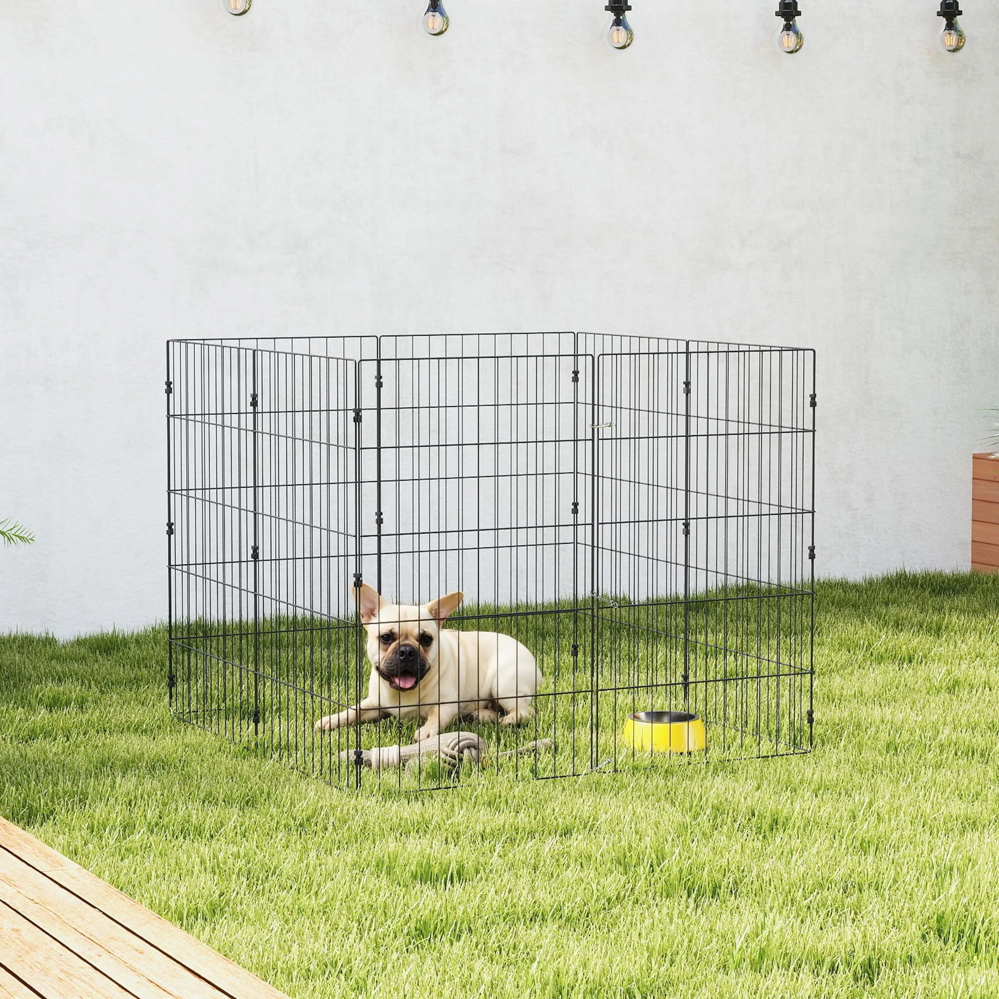 PawHut Recinto per Cani Pieghevole in Metallo, Recinto Espandibile per Animali con Picchetti per Interni ed Esterni, 50 x 80 cm, 8 Pannelli, Nero
