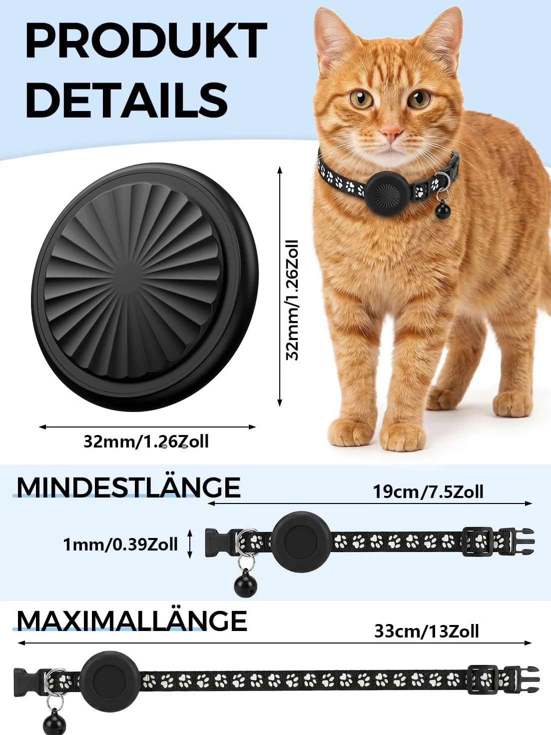 Collare GPS Gatto, GPS per Cani, Localizzatori GPS per Cani e Gatto Compatibile con iOS e Android, Tracciamento in Tempo Reale, Riproduzione Percorso 7 Giorni, Impermeabile IP67, Nessun Abbonamento