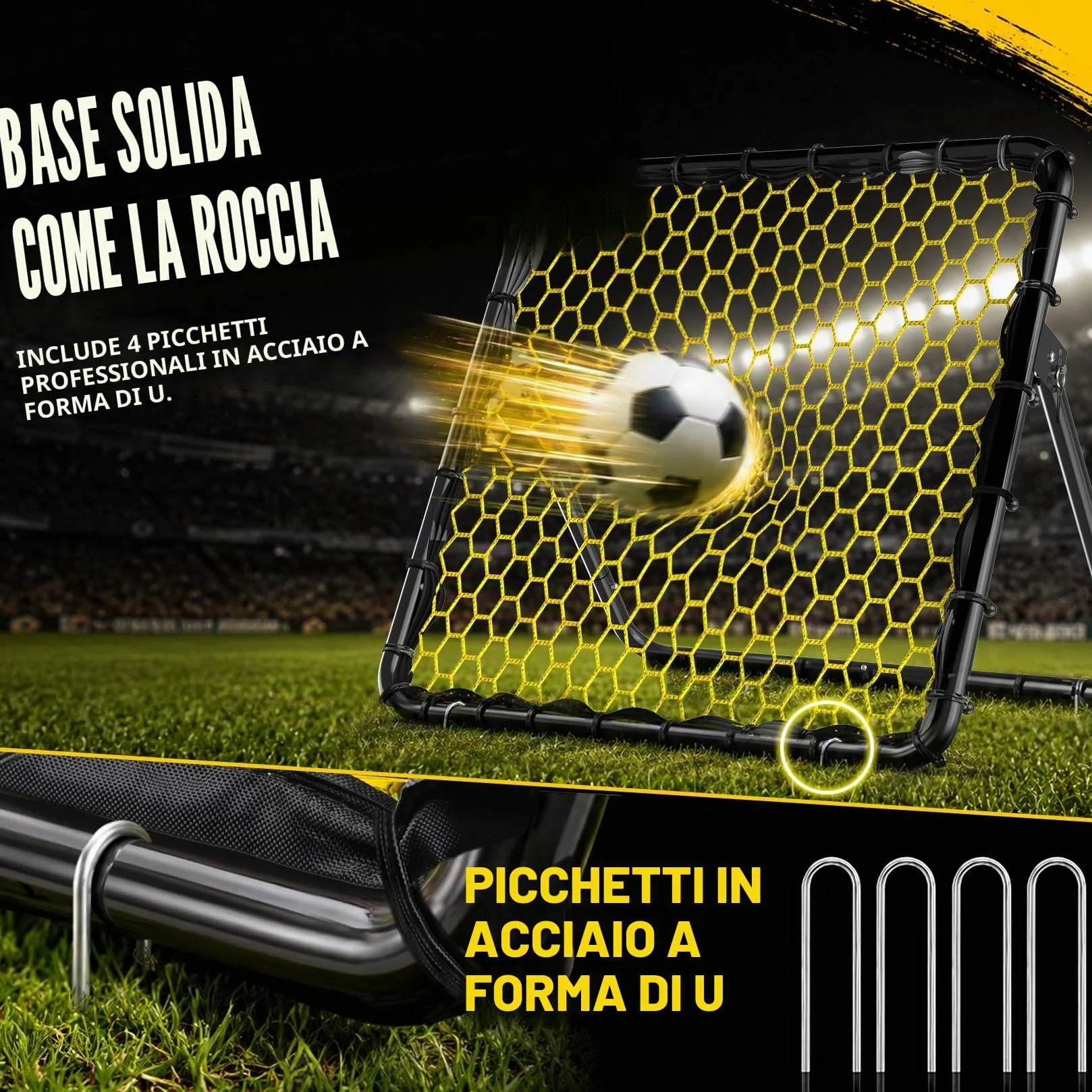 Happy Jump Rete di Rimbalzo Calcio 1x1m – Angoli Regolabili, Struttura a Nido d’Ape, Migliora Tecnica e Reattività, Ideale per Principianti e Esperti