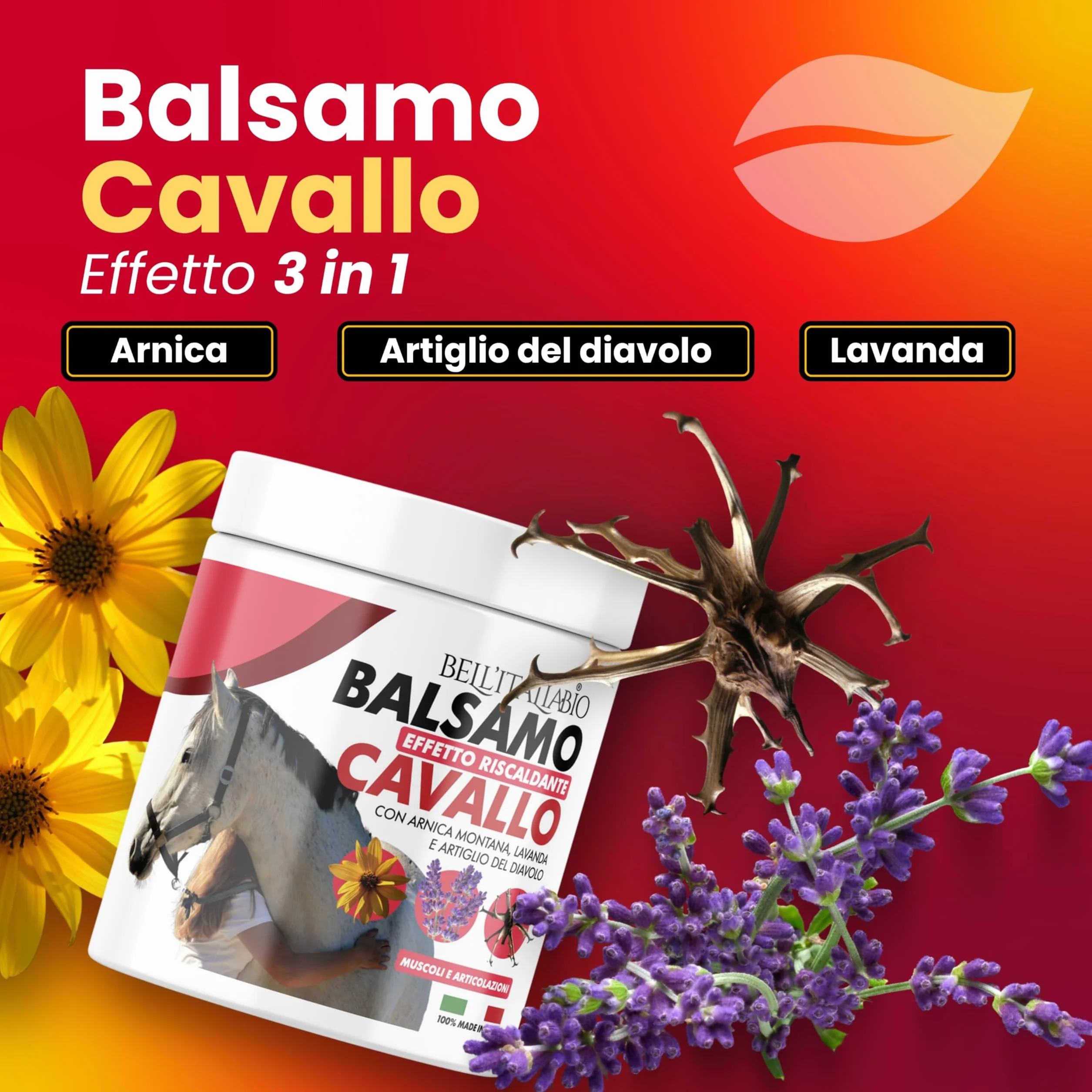 Balsamo Cavallo Riscaldante con Arnica 600ml Crema Sportiva per Tensioni Muscolari