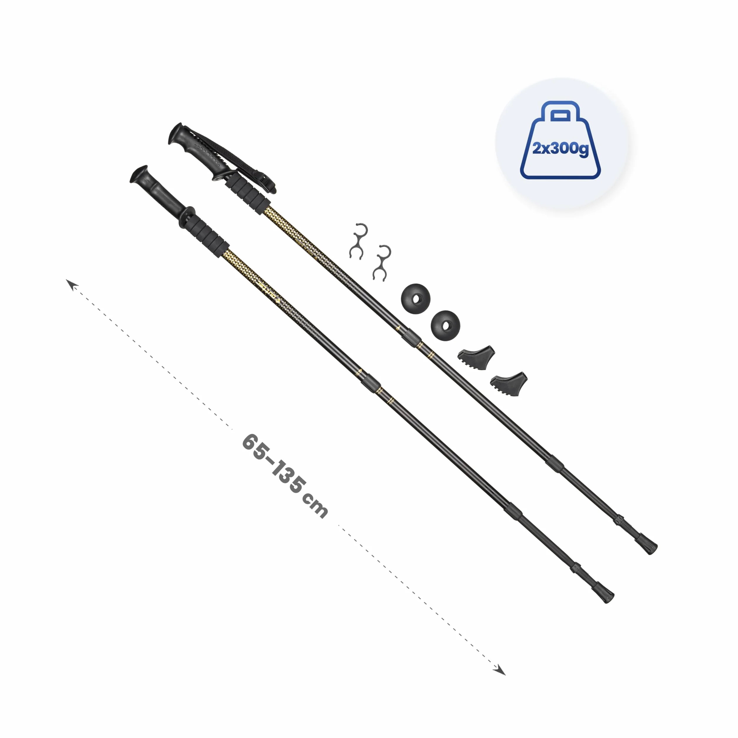 Bastoni da trekking regolabili 65-135 cm nordic walking escursionismo