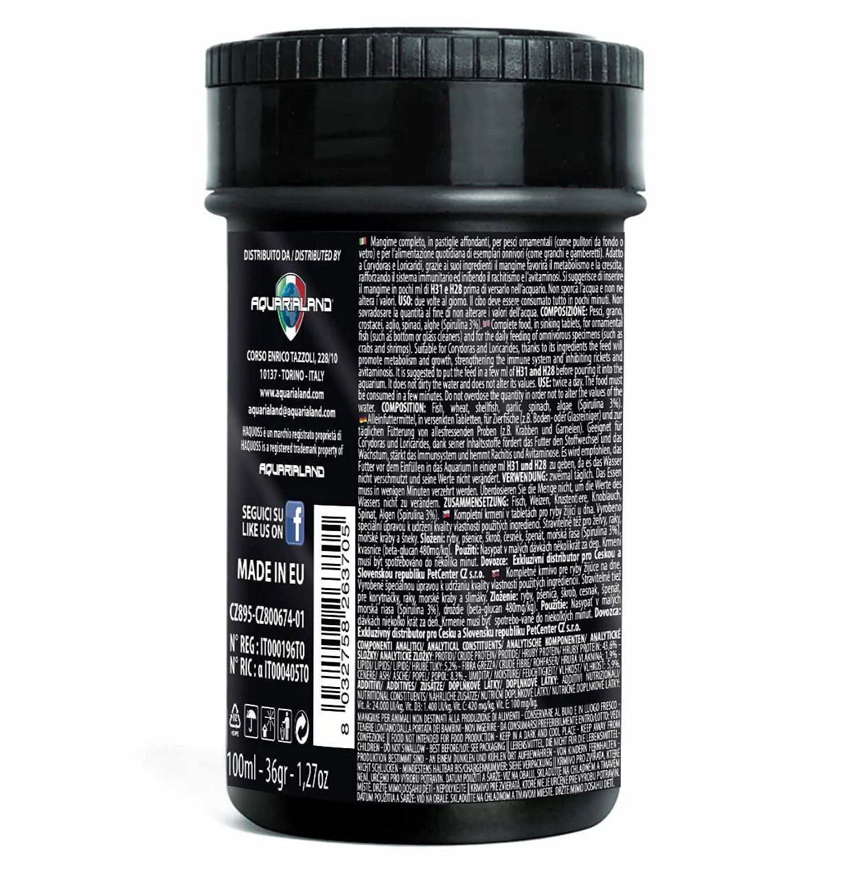 Haquoss Tablet Mix Mangime in Pastiglie affondanti per Pesci Pulitori, 100 ml/36 gr