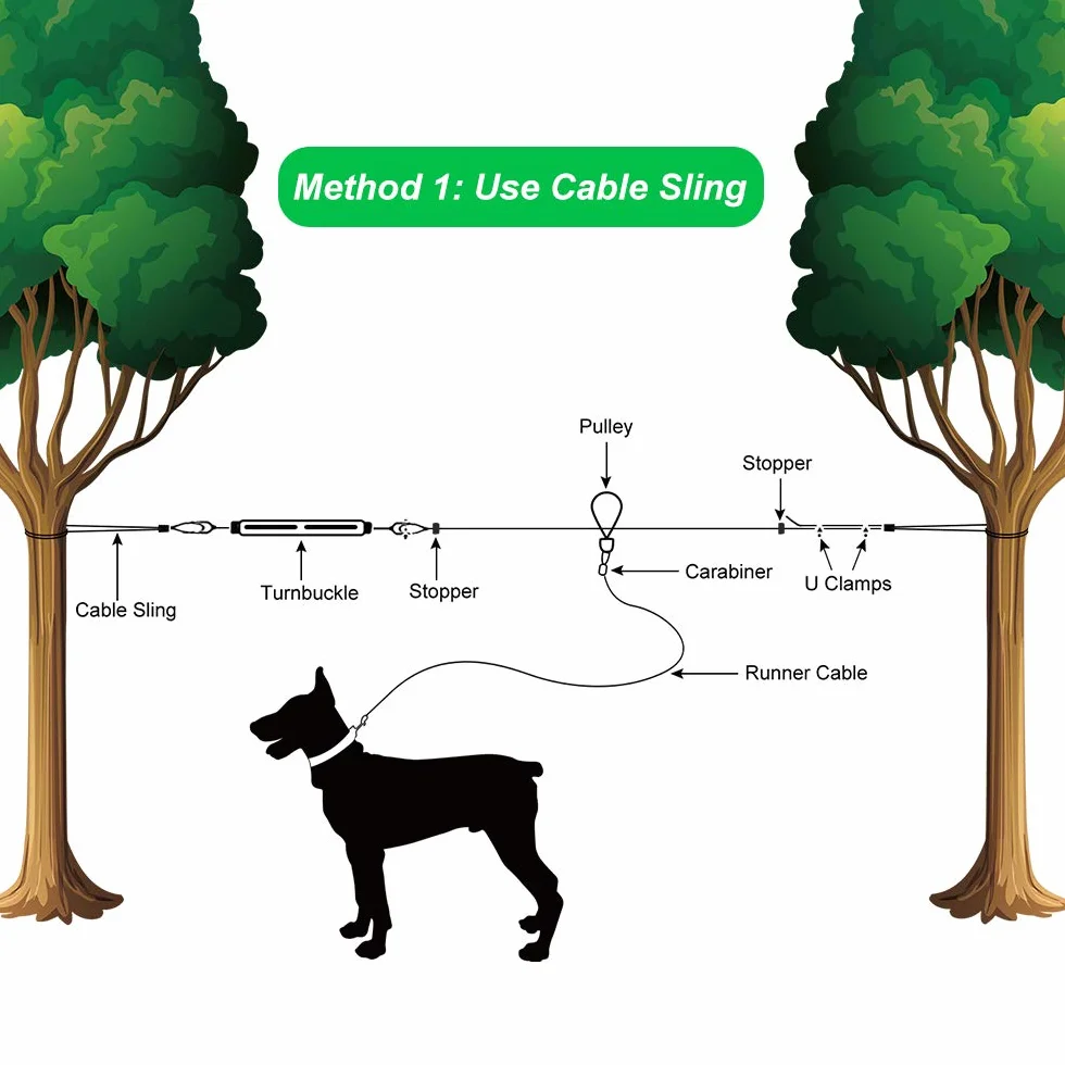 XiaZ Cavo da 30,5 m per cani, con elastico in nylon da 2,4 m, protegge gli alberi per uso esterno