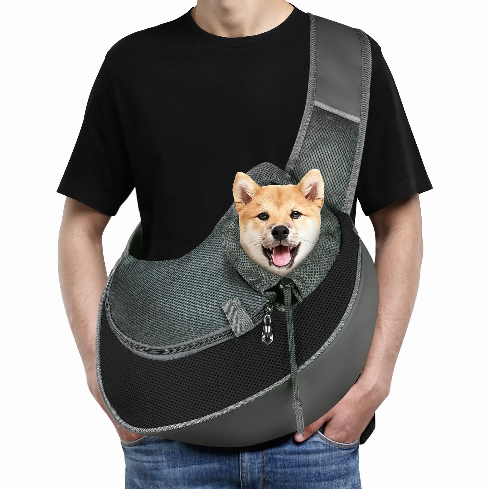 AUYAO Borsa da Viaggio per Cani, Regolabile Borsa da Trasporto per Cani Piccoli, Trasportino da Passeggio per Cane, con Tasche, Marsupio per Cane/Gatto Fino a 5 kg, per Passeggiata e all'Aria Aperta