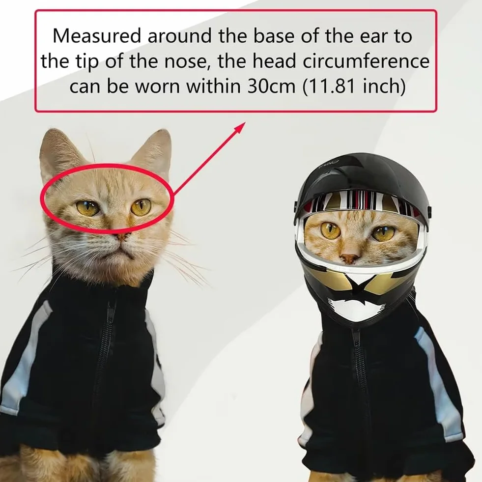 Casco Integrale da Moto per Cani E Gatti, Casco da Moto per Animali Domestici da Esterno, Accessori per Foto di Animali Domestici