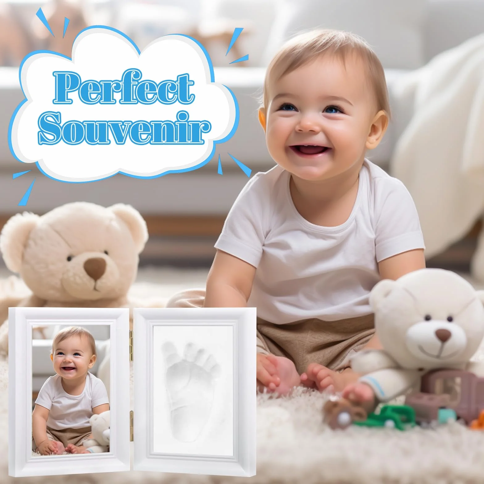 Set impronta Zampa Cane e Gatto, Set Portafoto e impronta Della Zampa, Calco in gesso 3D - Scatola dei Ricordi, per Cornice per Foto con Stampa Zampa di Animale Domestico e Set di Timbri