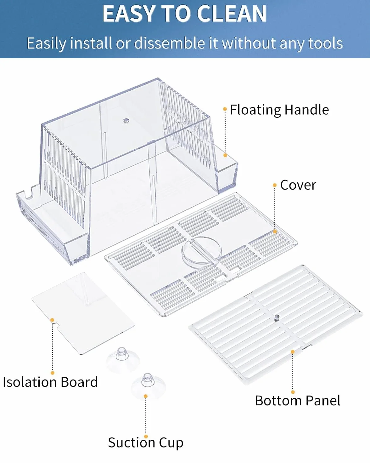 Pawfly Acquario Box per Allevamento Pesci Incubatrice Acrilica Serbatoio con Ventose Medio Box di Isolamento per Avannotti Gamberetti Betta e Guppy
