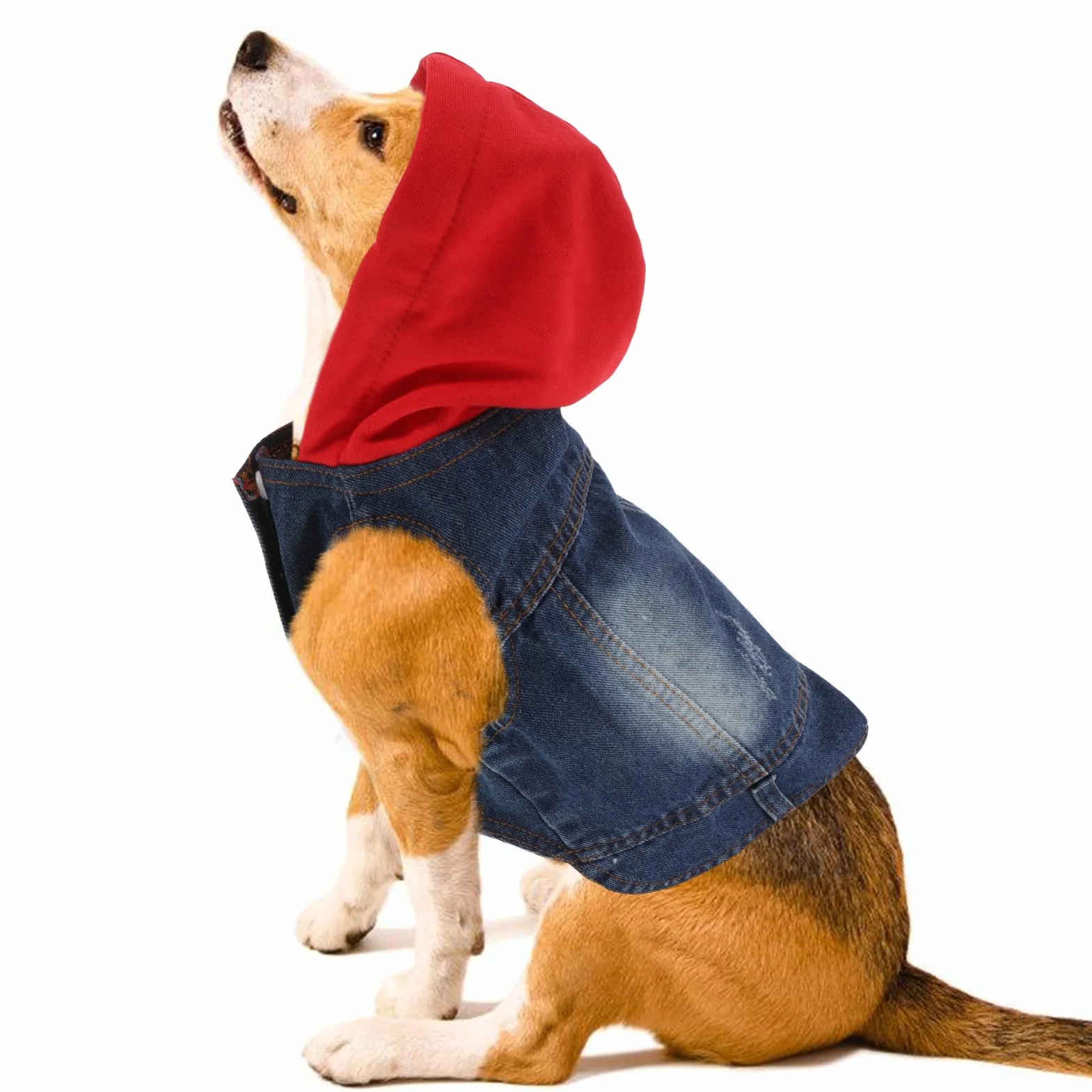 Happyyami Gilet per Animali Domestici Cappotto Cane Giacca di Jeans Rosso
