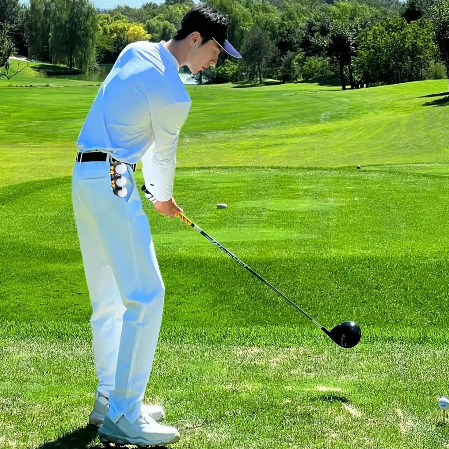 Porta Palline Golf con Gancio 1 Pezzo Nero Chiusura Rapida 2 in 1 Accessori da Golf Portatili