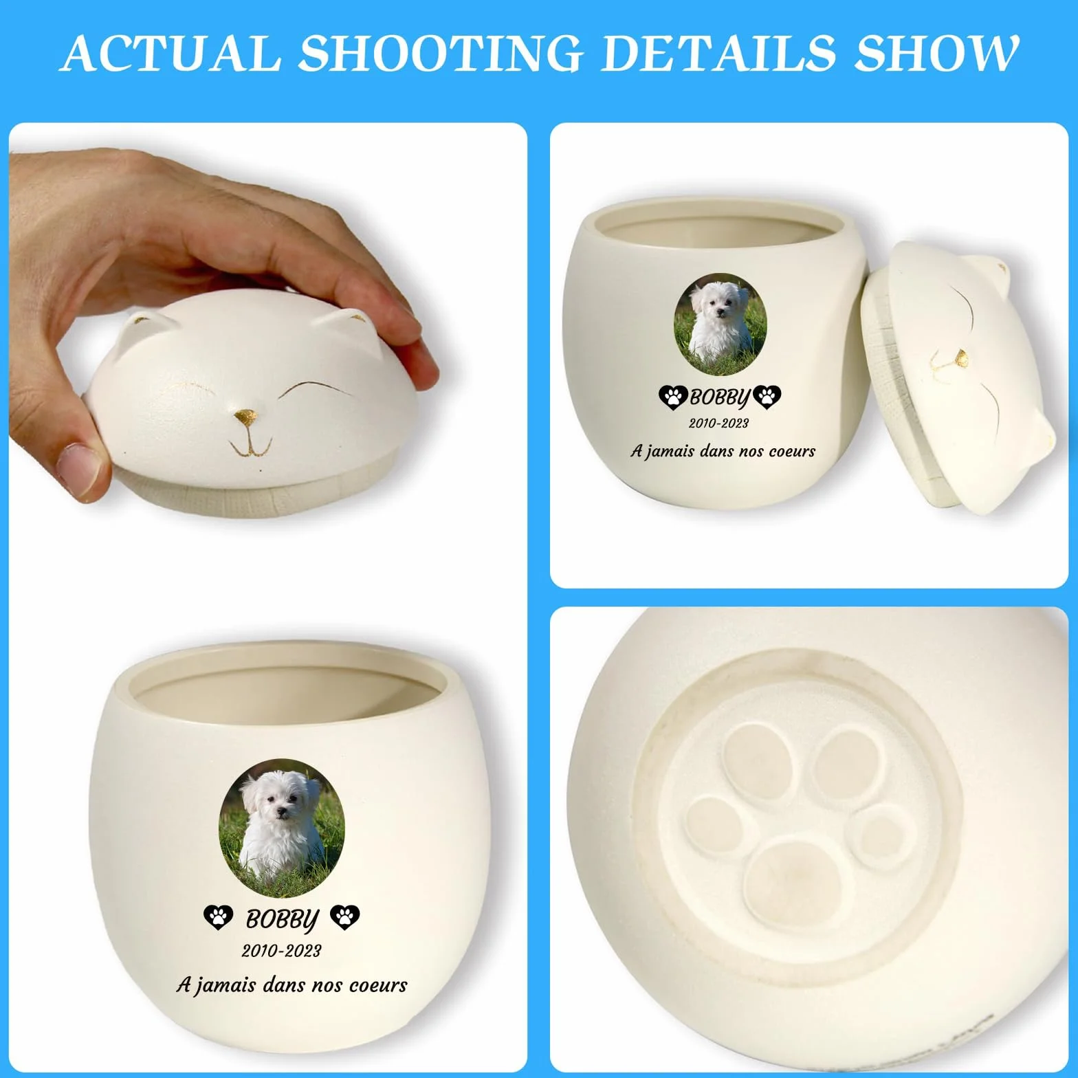 Urne per Cani per Ceneri Personalizzate - Urne per Cani Personalizzate - Urne in Ceramica per la cremazione di Animali Domestici Urne Commemorative per Cani,Rosa,Big