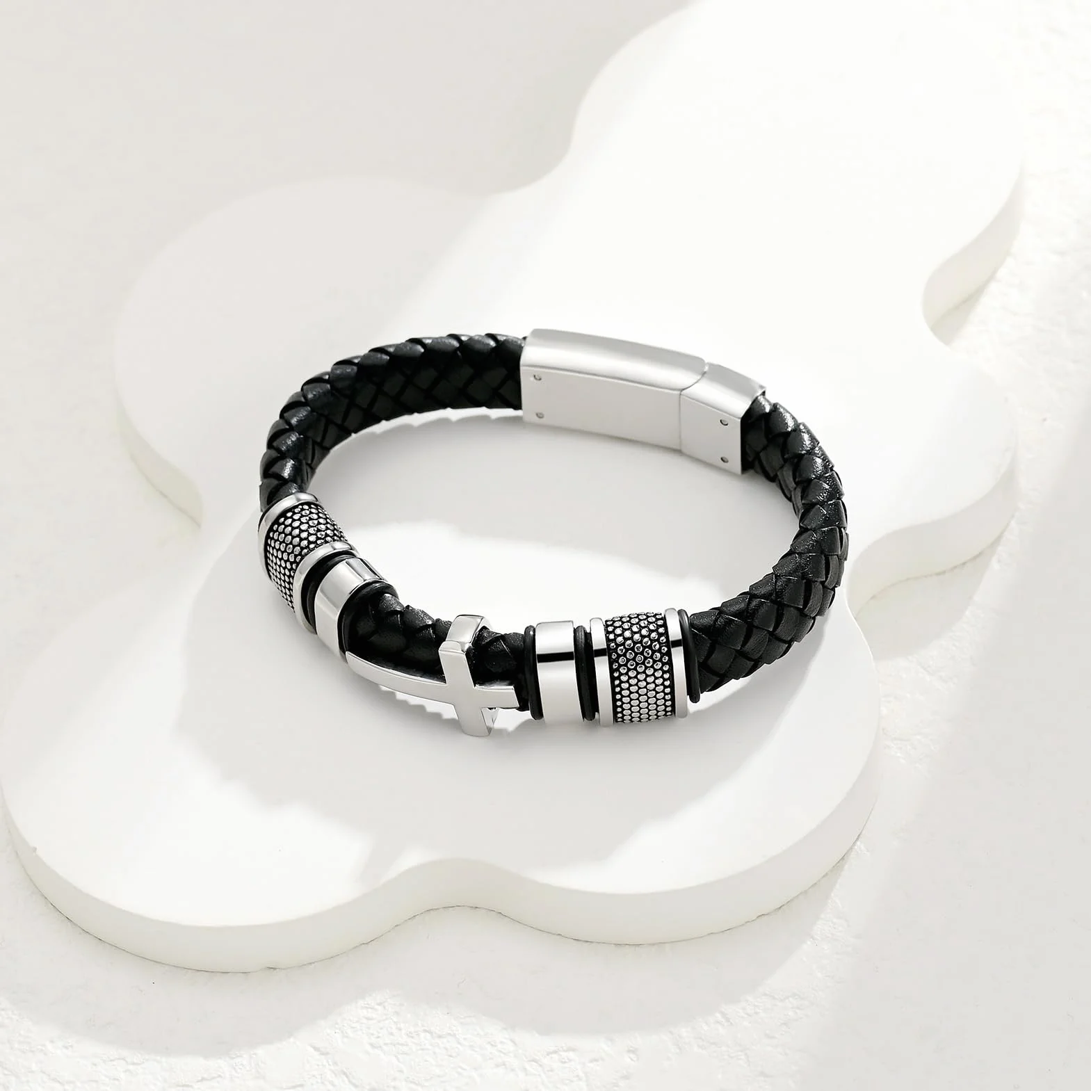 Bracciale a forma di croce in vera pelle con cenere commemorativa gioielli urna ricordo