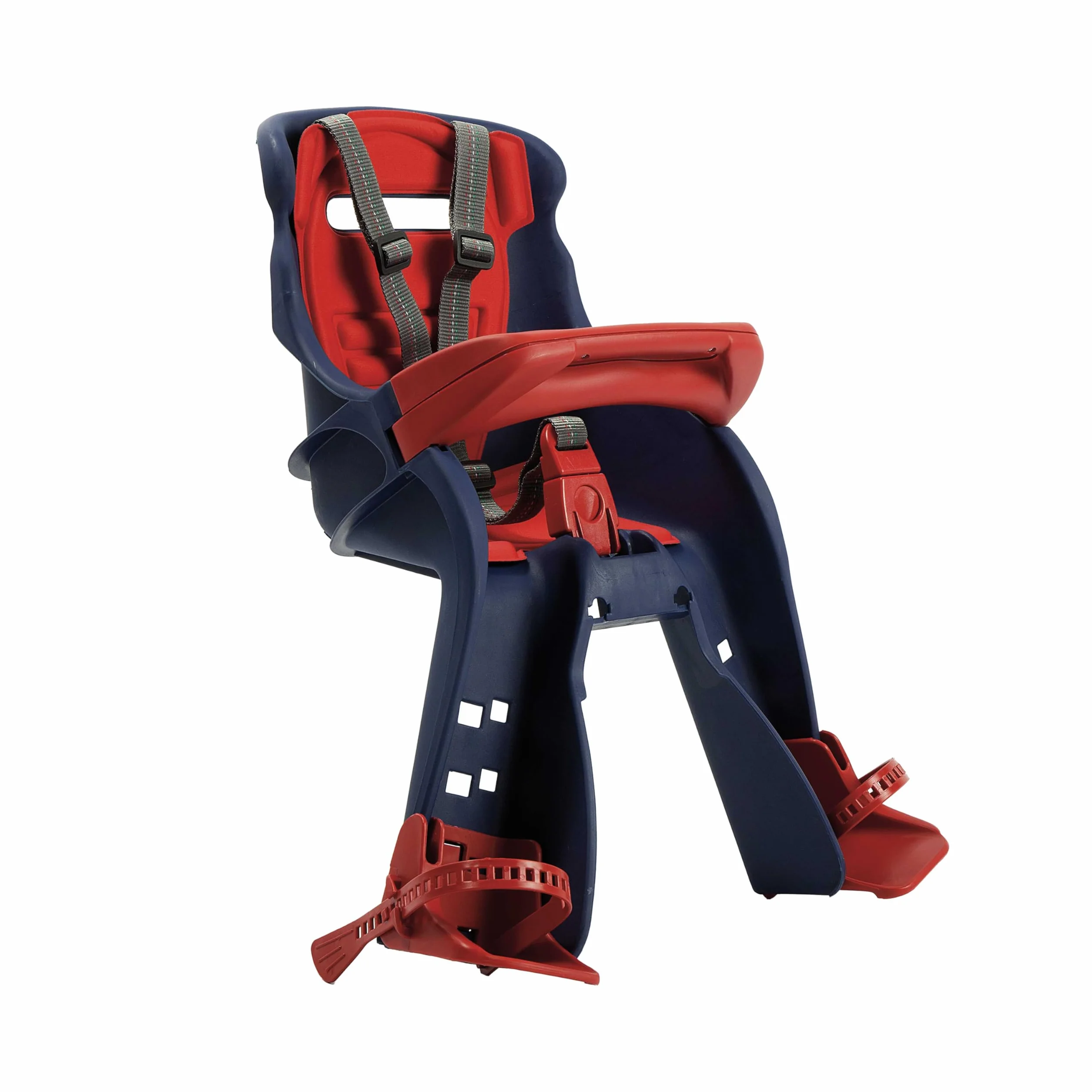 OKBABY Orion - Seggiolino Anteriore per Bambini, Sicurezza in Bicicletta dai 7/8 Mesi (15 kg), Compatibile con biciclette elettriche a pedalata assistita, Blu e Rosso, 54x45x33 cm (HxLxP)