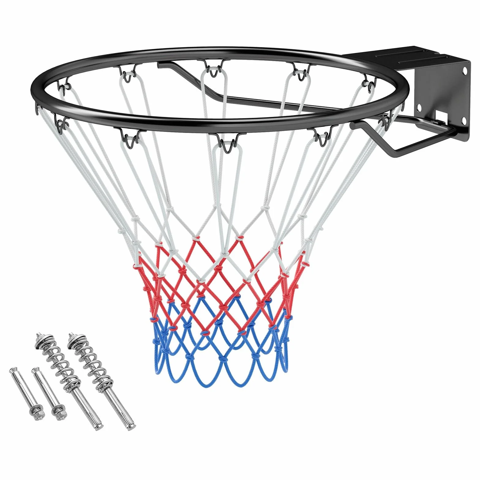 LIFEZEAL Canestro da basket da parete Ø 45 cm, solido anello da basket con supporto a parete e rete, pneumatici da basket in metallo per interni ed esterni