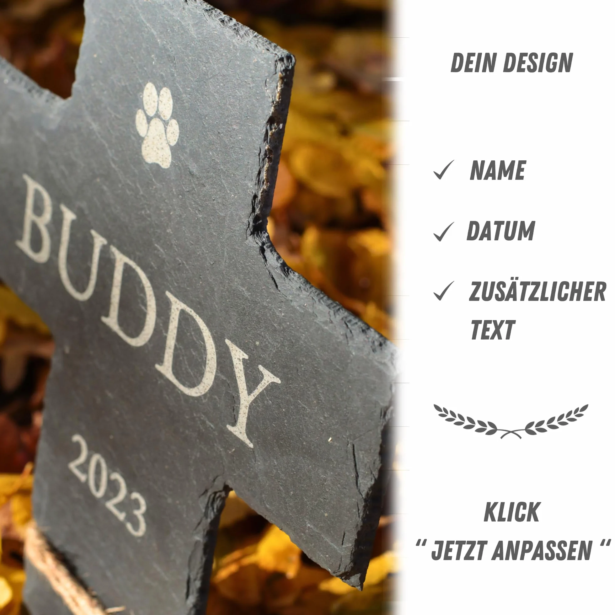 Croce per animali con incisione personalizzata, dimensioni: 30 x 20 cm, pietra commemorativa per cani, gatti e altri animali domestici, regalo funerale