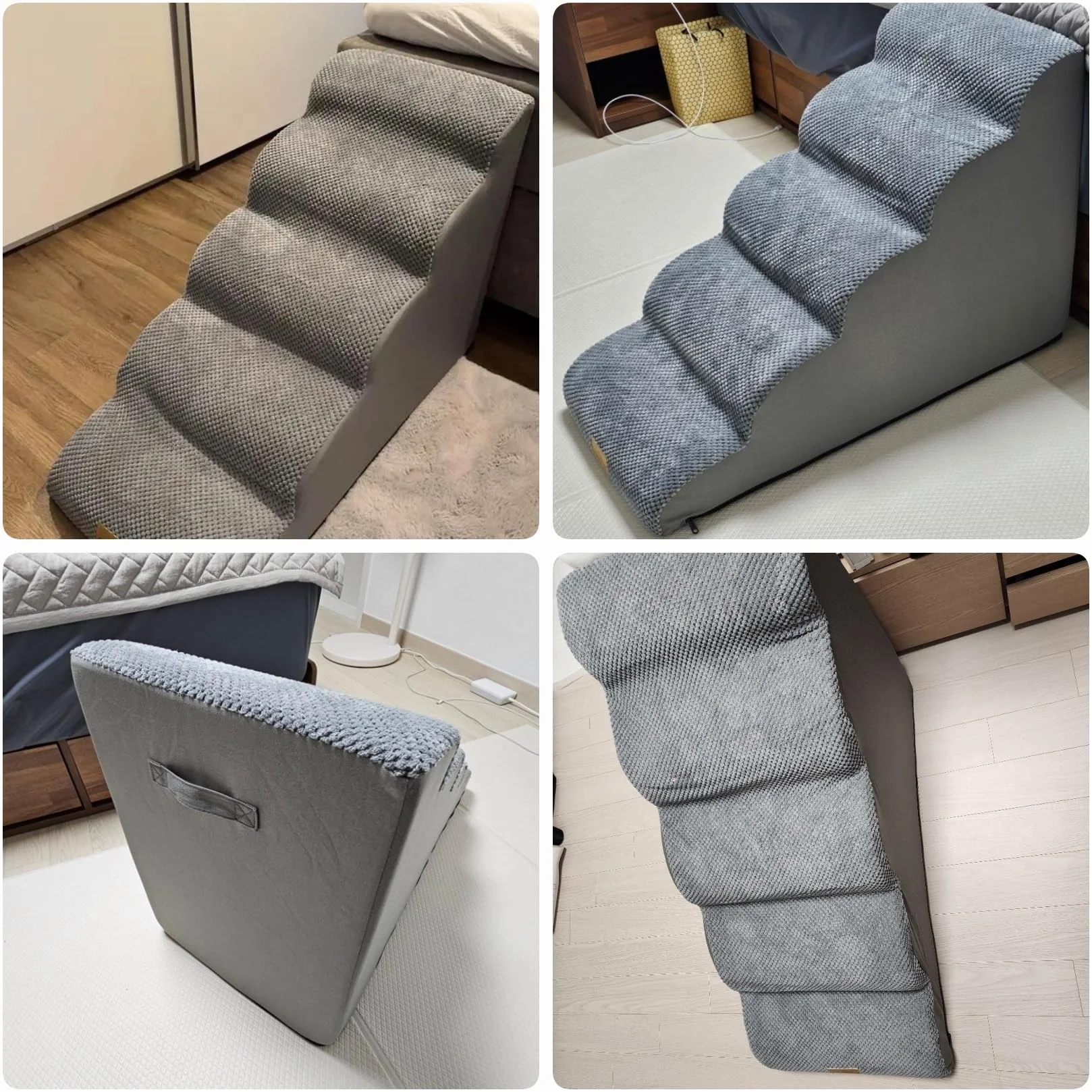 Scala per cani 5 Gradini Alto 56cm Antiscivolo in Spugna ad Alta Densità Fodera Rimovibile