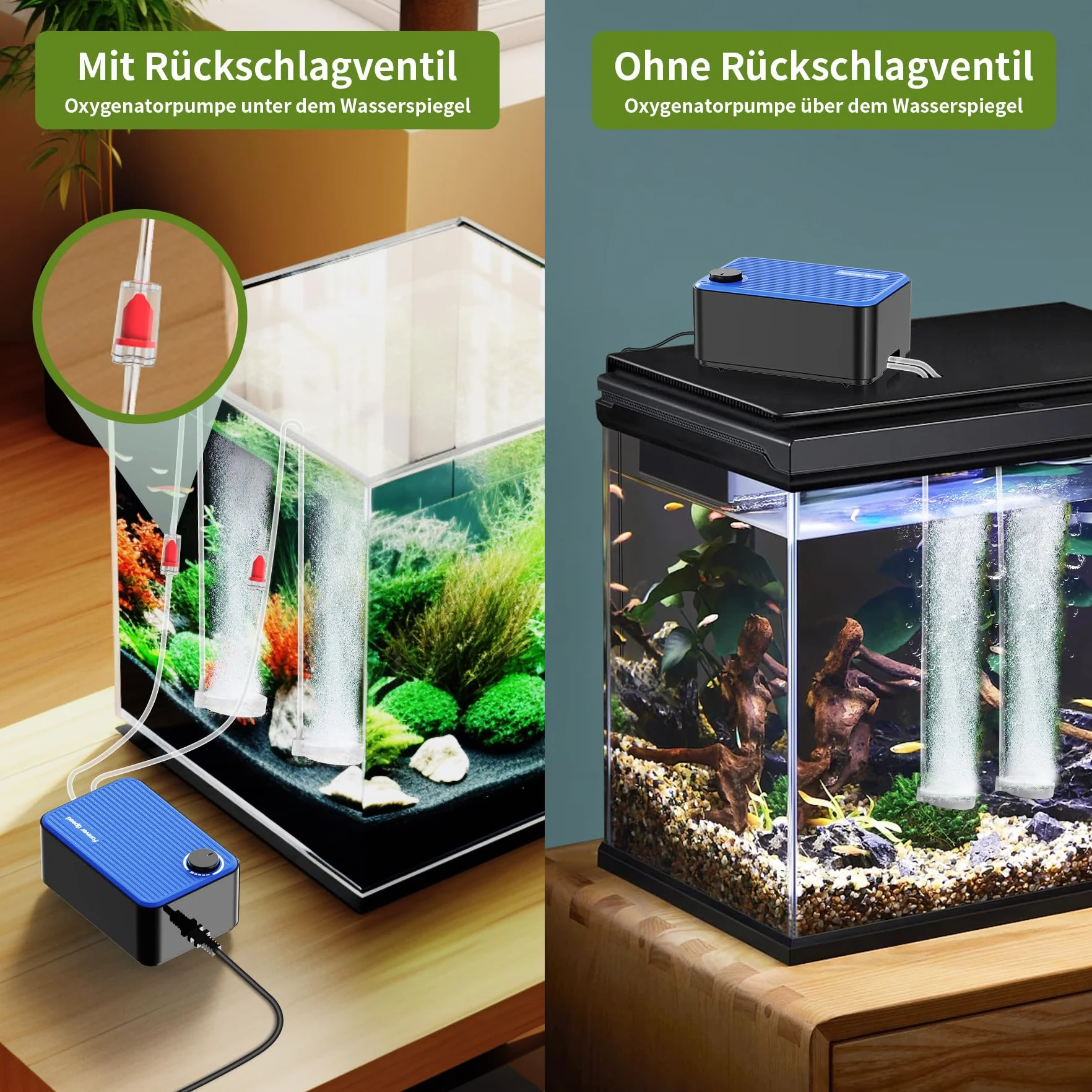 Forever Speed Ossigenatore per Acquario Ultra silenziosa 5.5W, 240L/H Aeratore Acquario con Flusso d'aria Regolabile,Pompa ad Aria per Acquario per 60-400L