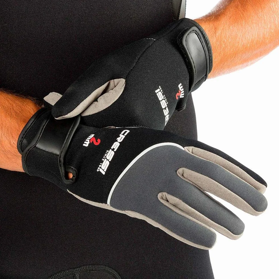 Cressi Tropical Gloves 2mm - Guanti per Apnea e Immersioni, Nero_Grigio, Unisex Adulto