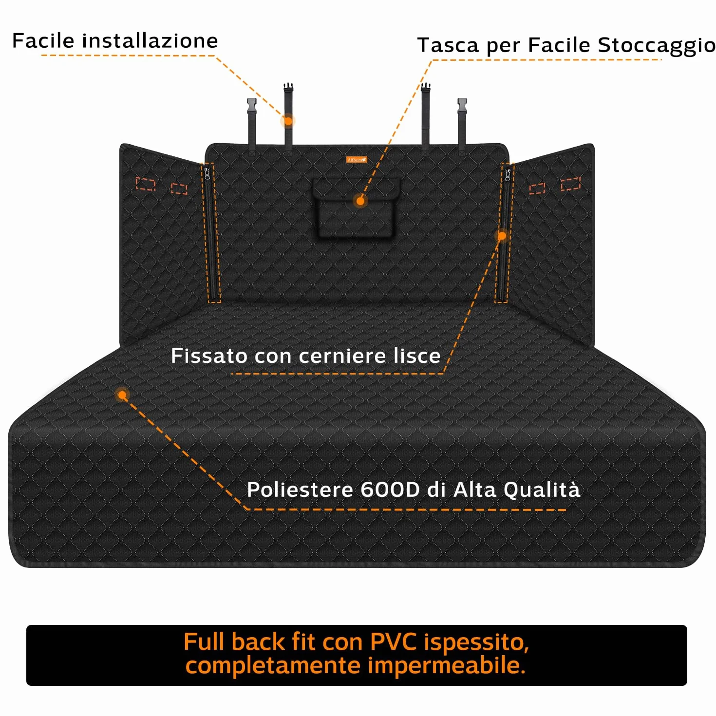 Alfheim Telo Auto per Cani Bagagliaio Doppio Livello Protezione Antiscivolo Impermeabile Lavabile Tappetino di Viaggio Universale per SUV