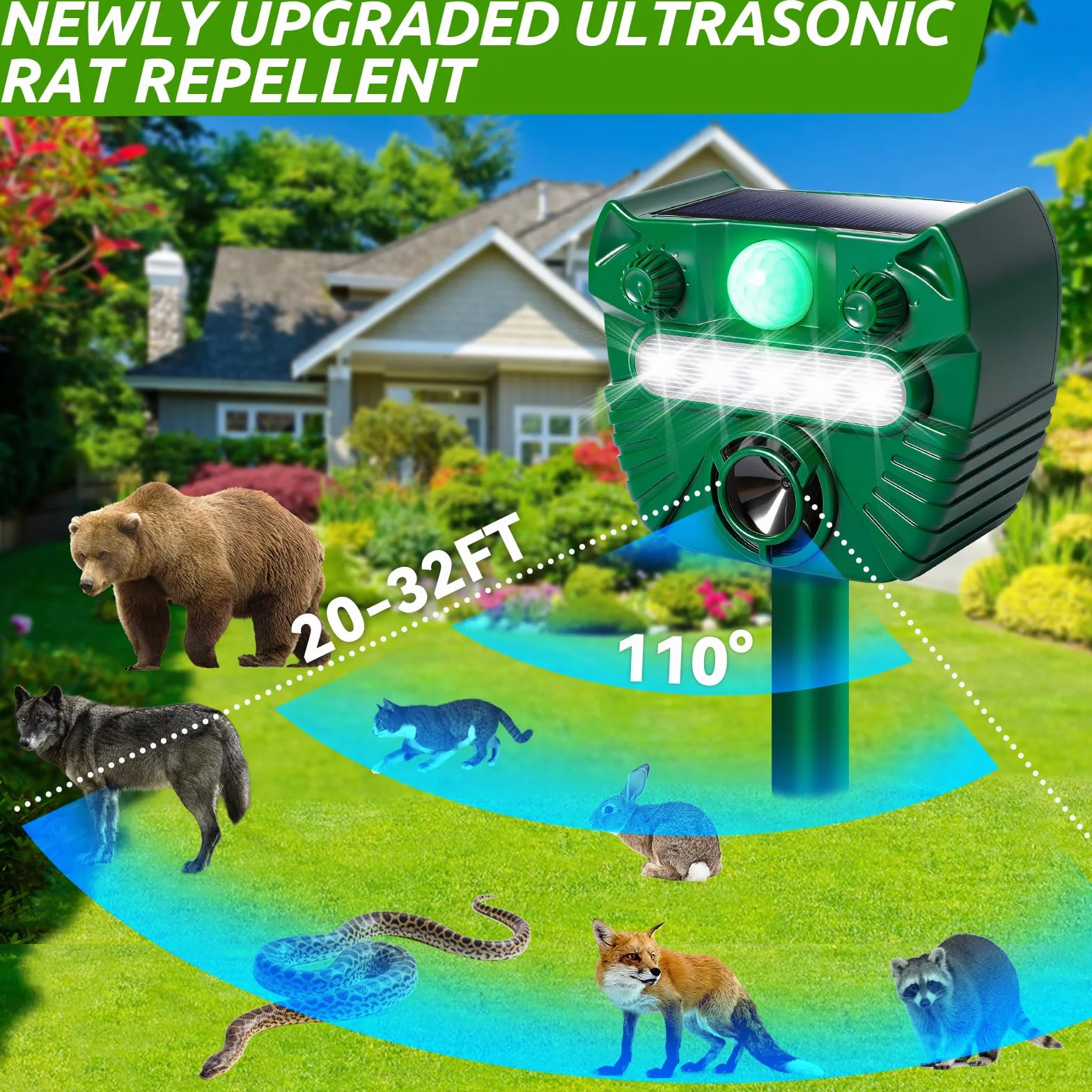 Repellente Gatti,Ultrasuoni per Gatti,Ricarica solare e USB - Frequenza Regolabile - Impermeabile,uovo Ultrasuoni Solare Repellente Gatti Repeller per Piccioni,Uccelli,Cani,Topi,Volpi