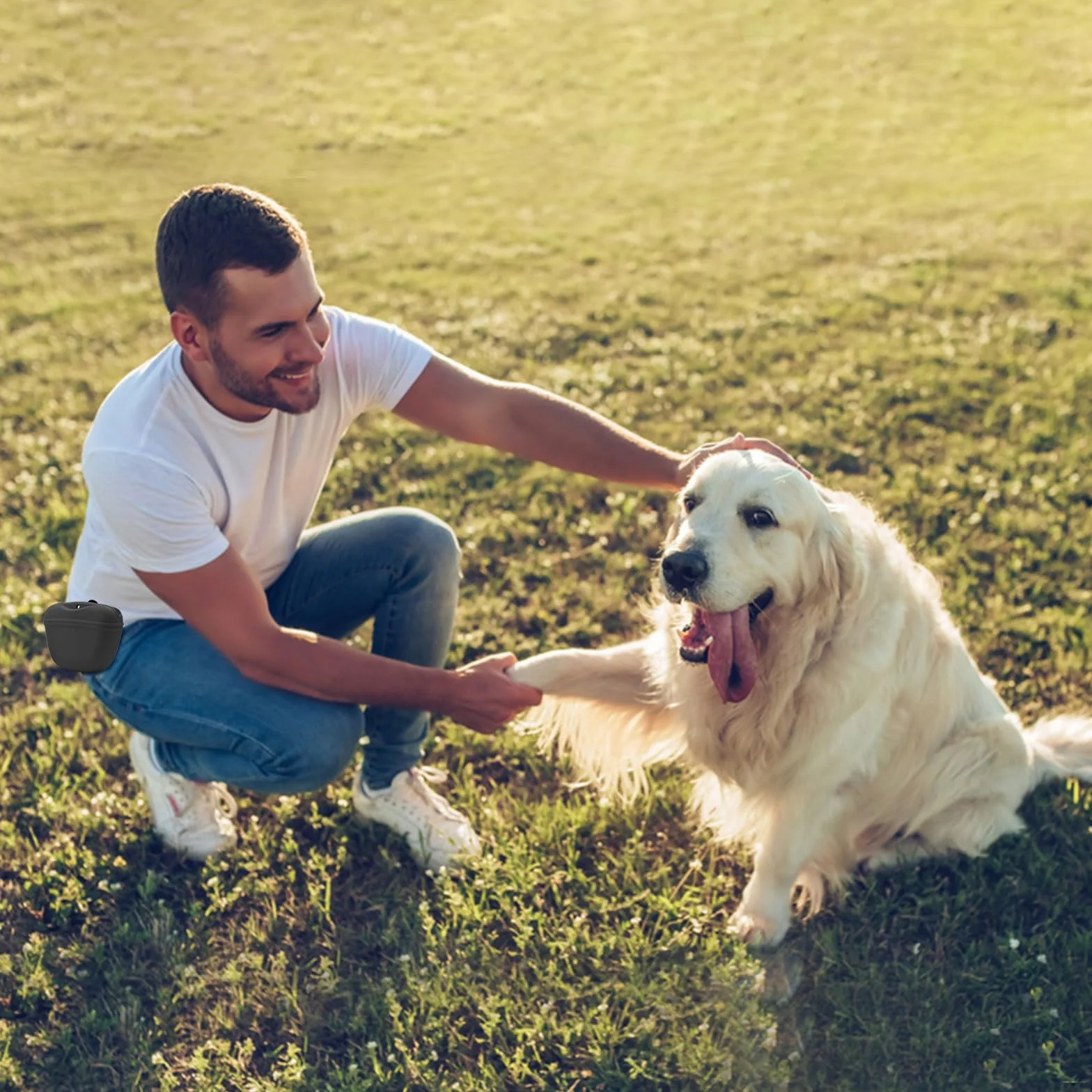AUDWUD Custodia in Silicone per crocchette per Cani,Contenitore Portatile per l'addestramento Comoda Chiusura con Fibbia Magnetica e Clip in Vita,Senza BPA