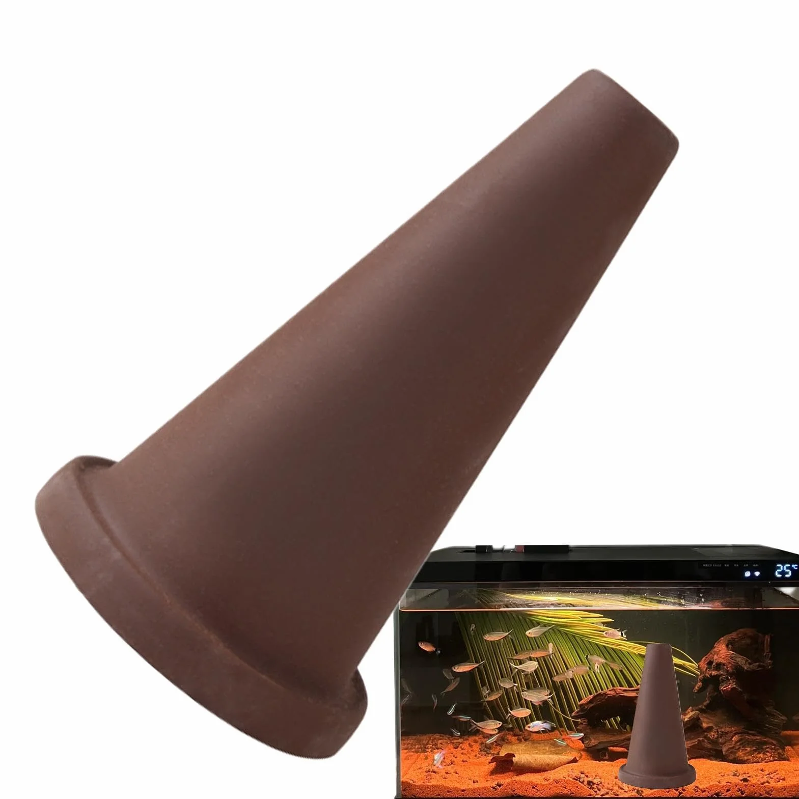 Cono di allevamento di argilla in ceramica - Grotta e ornamento per pesci d'acquario naturale | Rifugio per la deposizione delle uova dei discus per il armato | Accessorio decorativo in terracot