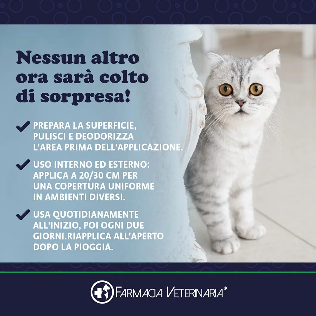 Farmacia Veterinaria - Disabituante Repellente per Gatti e Cani - Spray Anti Pipi Dissuasore Elimina Odori - Divano Mobili Tessuti Interno Esterno 500ml