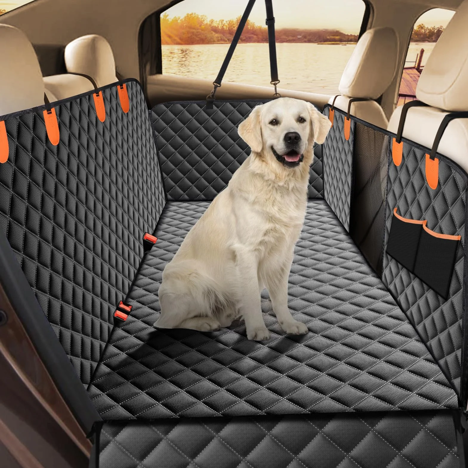 JOEJOY Coprisedile Auto per Cani Coprisedili Posteriore per Cani Telo Auto per Cani Telo Coprisedile Posteriore Cane Copertura Antigraffiato e Antiscivolo Panno Oxford Impermeabile Nero