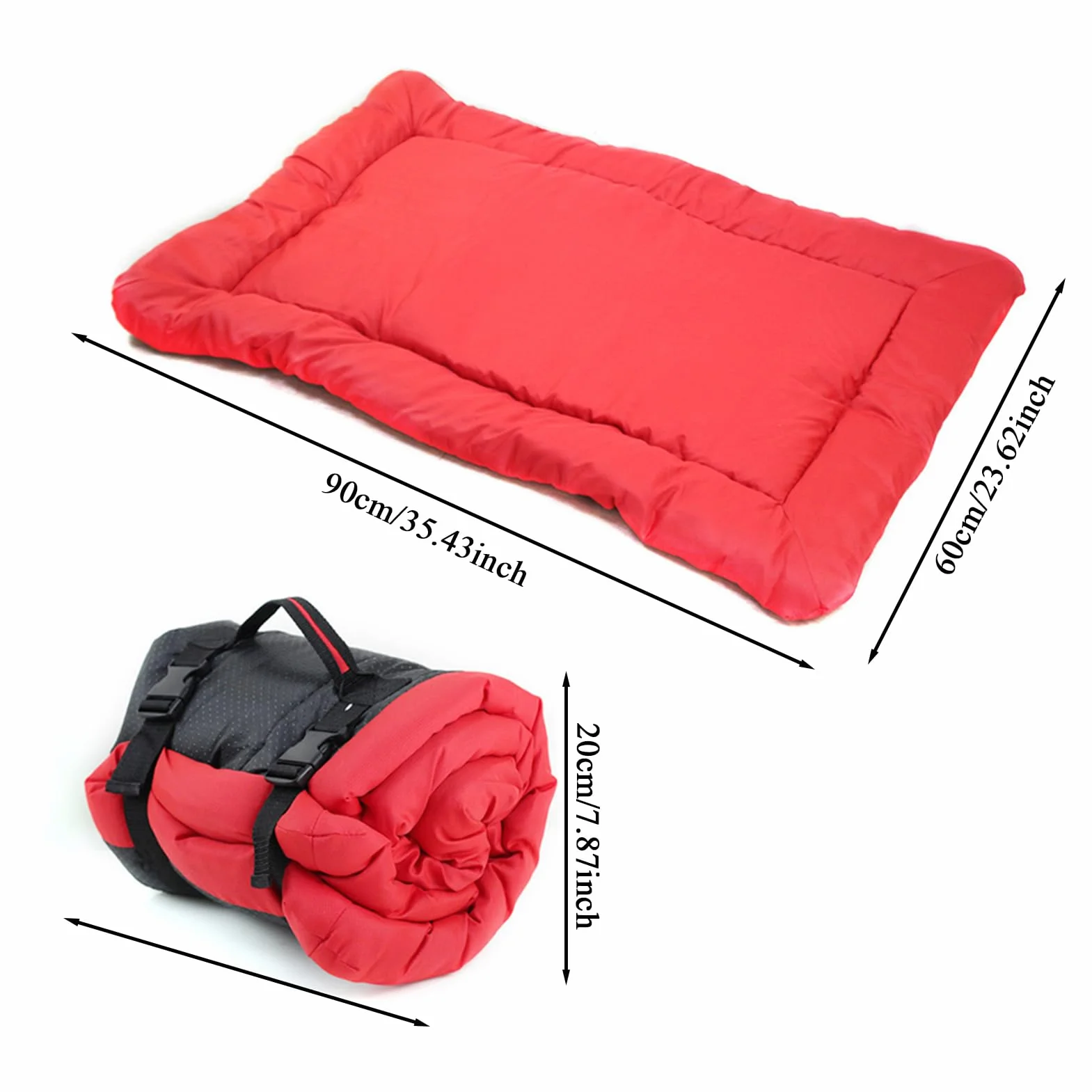 Generico Outdoor Dog Bed, Portable Camping Travel Dogs Couch, Waterproof Cloth Washable Waterproof Roll-Up Pet Mat, Suitable for Small, Medium, Large Breeds, Ideal for Indoor, Outdoor, 90x60x3cm