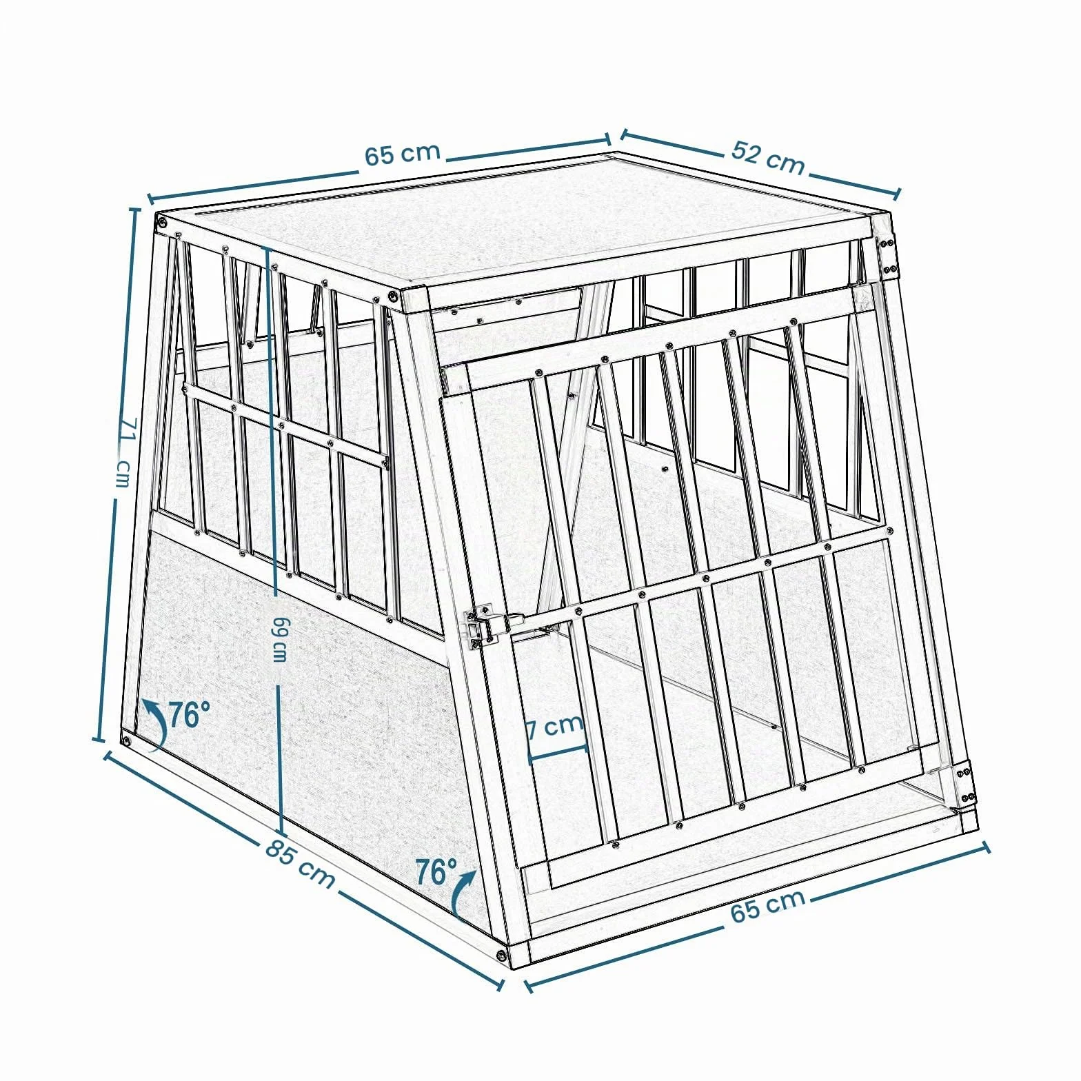 EUGAD Trasportino Cane Auto, Trasportino Cani in Alluminio, Box Trasporto per Cani Media Piccola da Auto, Cuccia Cane Esterno, Kennel per Canette con Chiusura per Viaggio Trasporto 65x85x71cm