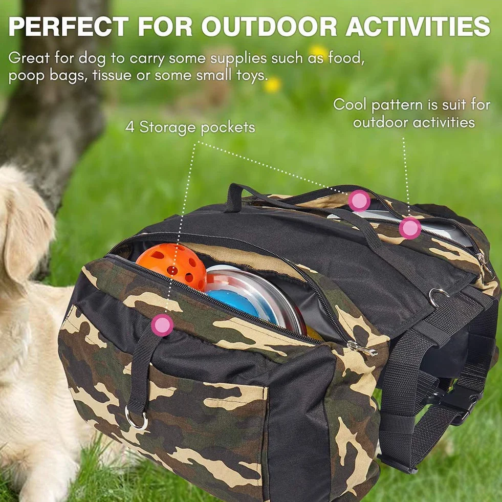 Cane Bisaccia Zaino, Regolabile Tripper Segugio dello Zaino di Corsa Bag Zaino Cane Pacchetto Escursionismo Gear Attrezzature Zaino Leggero per Medium & Large Cane per Addestramento Tattico