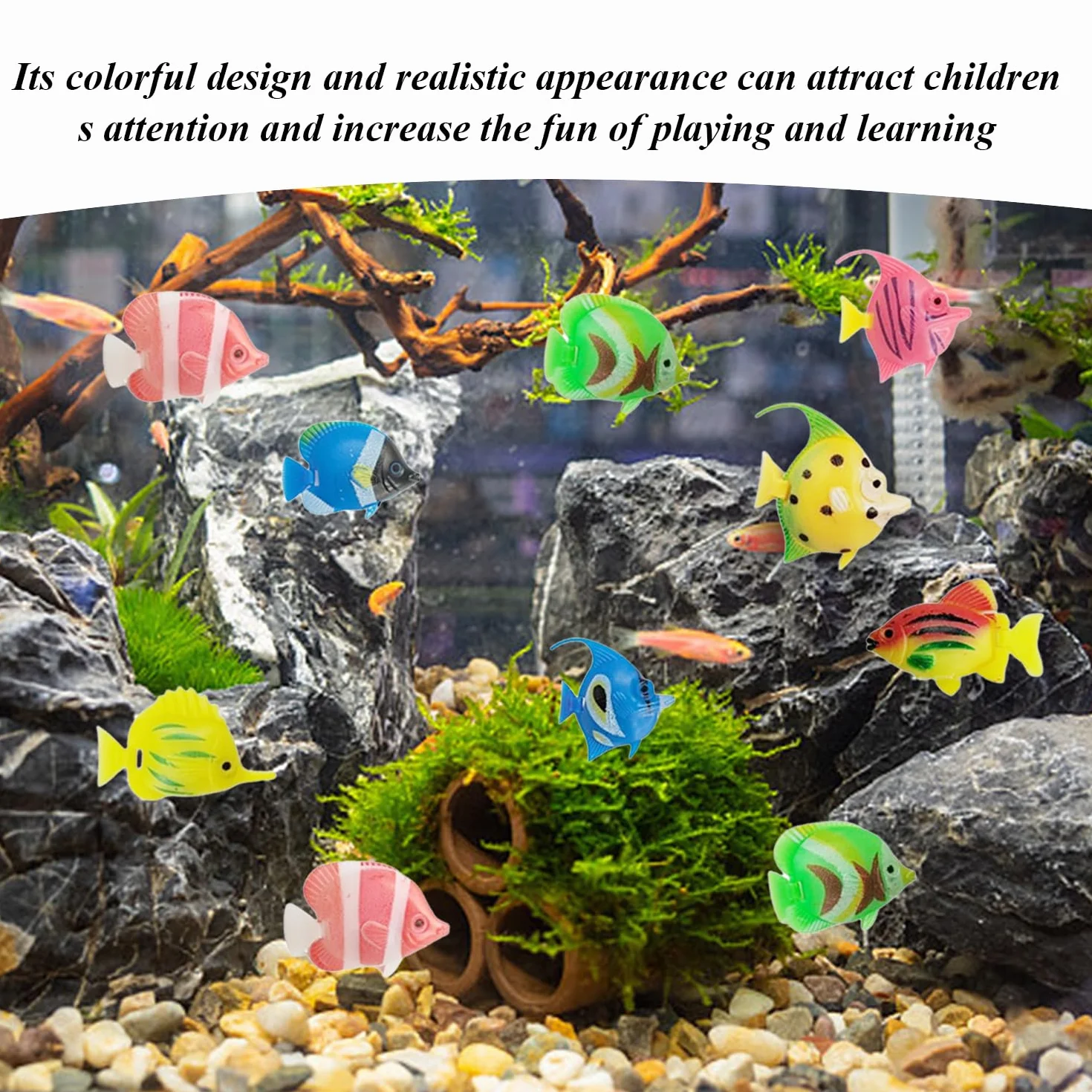 20 Pezzi di Plastica Piccoli Pesci, Modelli di Pesce Simulati, Forniture Paesaggistiche del Serbatoio di Pesce, Decorazioni per Le Vasca per I Pesci E Giocattoli per Bambini.