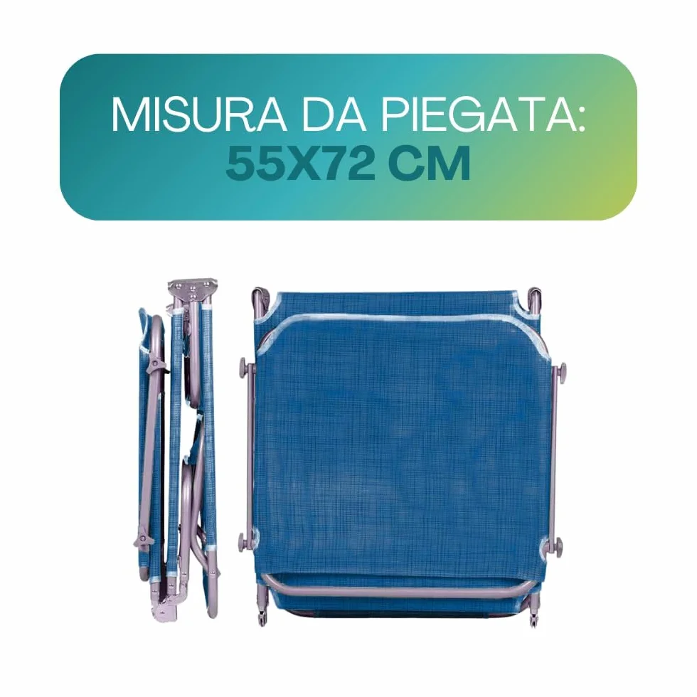 PALUPLUS Lettino Prendisole Pieghevole con Tetto Parasole con BORSA Portalettino, Misura 180x55x90 cm, Tessuto Textilene, Struttura Metallo Tubolare da 18mm, Peso Max 120kg -9301F (Blu)
