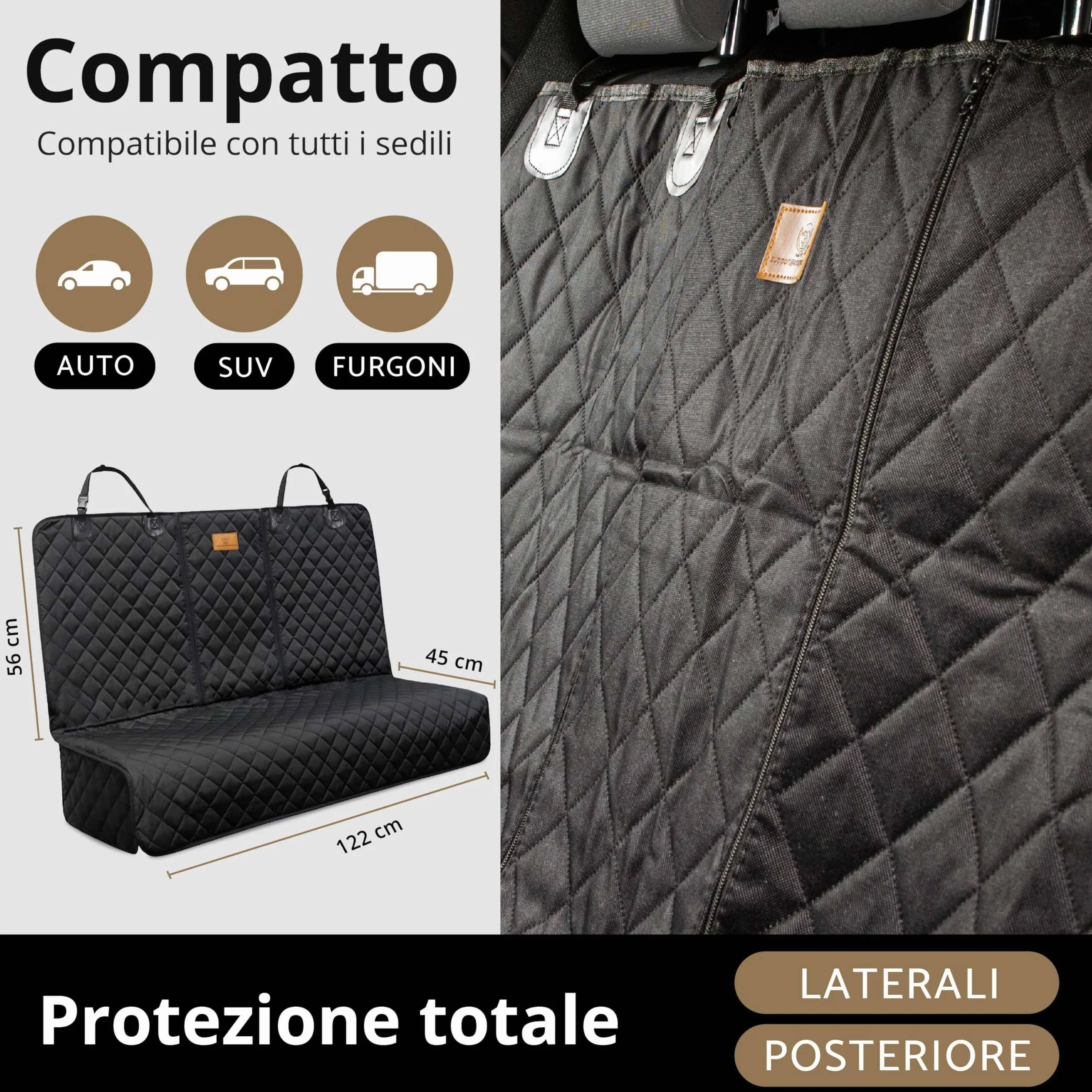 Coprisedile Auto per Cani Impermeabile Antiscivolo Antigraffio 122 cm 56 x 45 x 122 cm