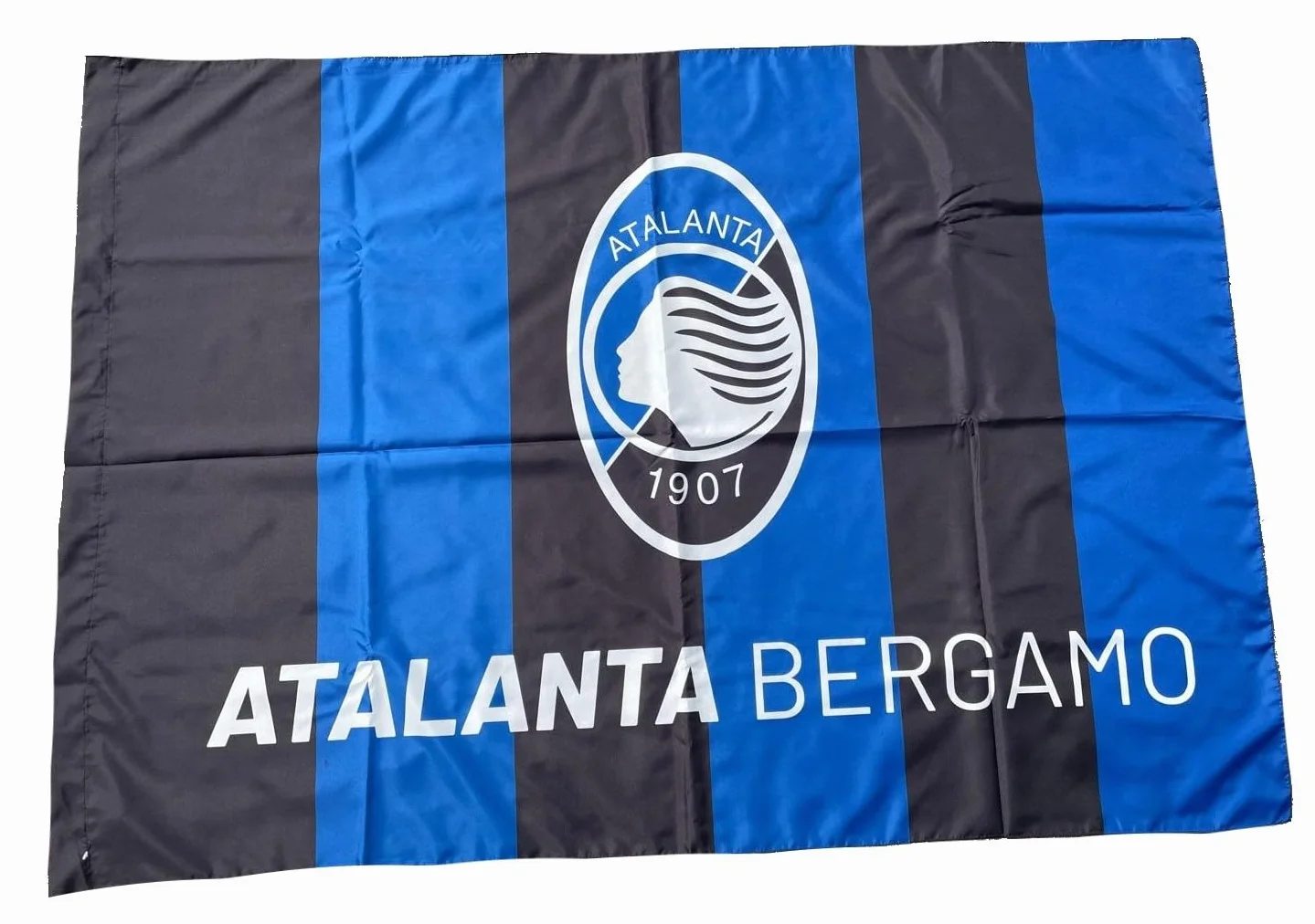 Bandiera ATALANTA UFFICIALE grande misura cm. 100 x 140 in poliestere Neroblu a Strisce Dea Bergamo BGATST100X140