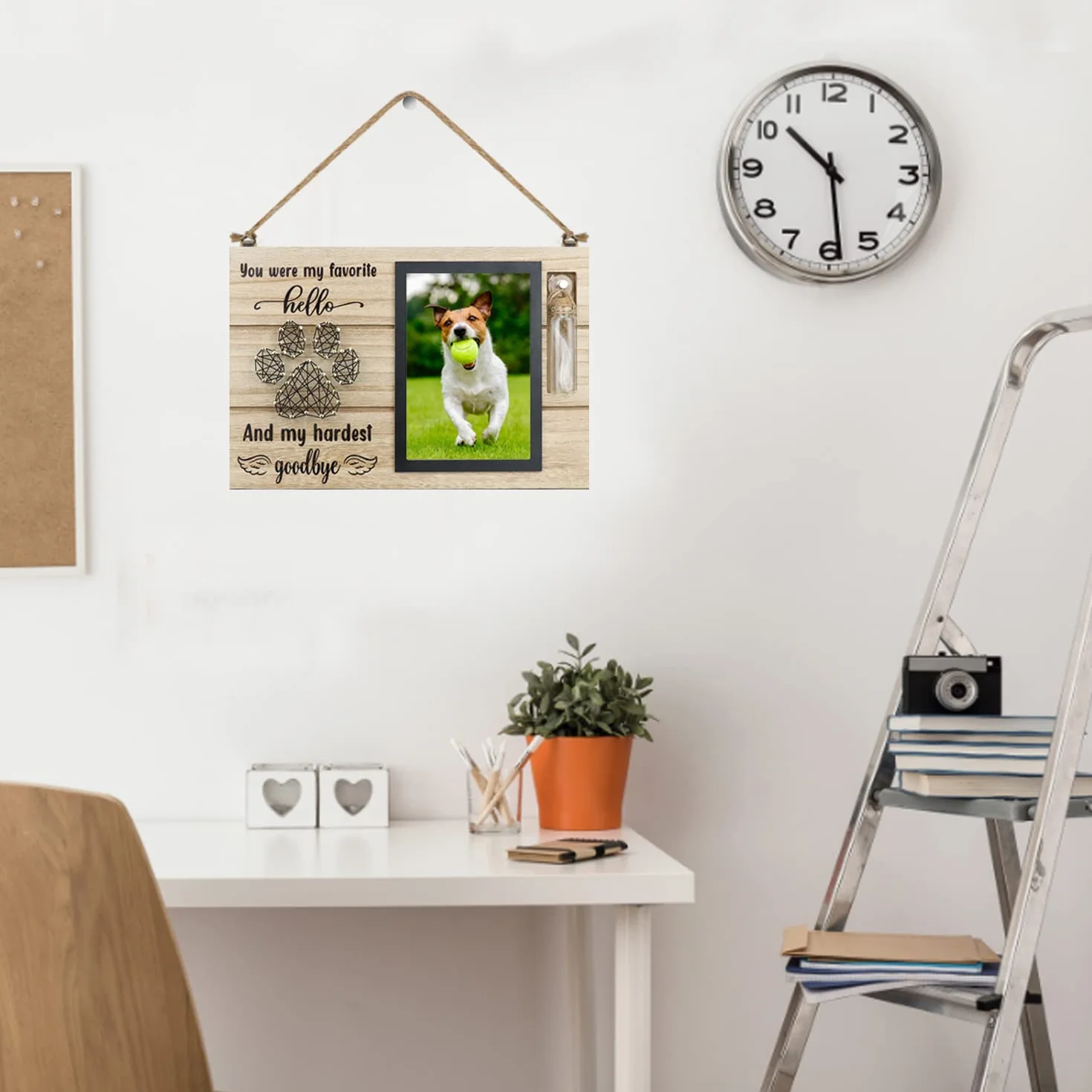 free-space Cornice commemorativa per Animali Domestici con Piccola Bottiglia di Vetro per Regalo per la Perdita di Ceneri o Capelli (Black)