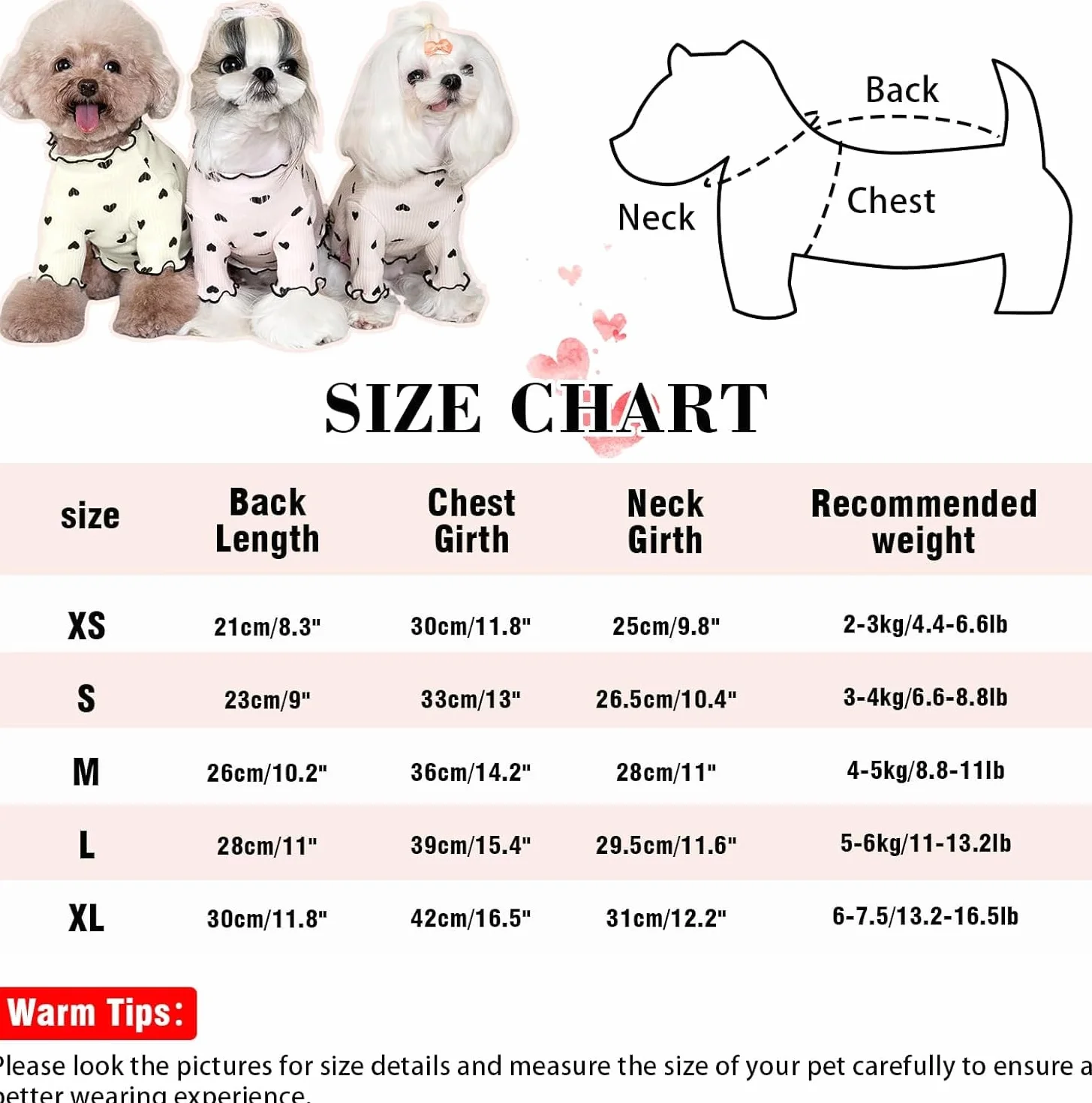 Haustierkleidung für kleine Hunde und Katzen, Sommer, Herz, bedruckt, dehnbar, langärmelig, Outfits für Chihuahua, Yorkie (Kaffee, XS)