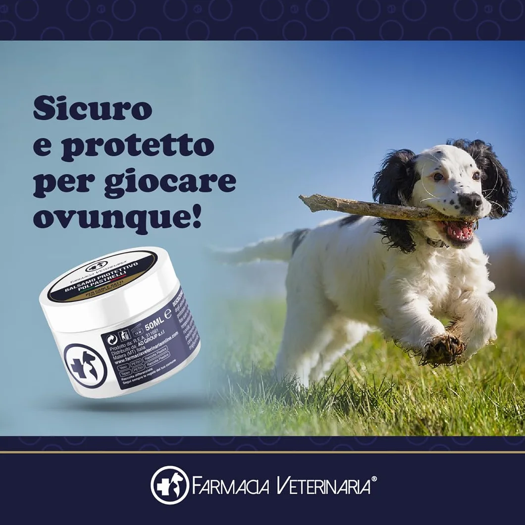 Farmacia Veterinaria Crema Polpastrelli Cane Protettiva Caldo Balsamo Zampe Naso Protezione Asfalto Neve Secchezza 50ml