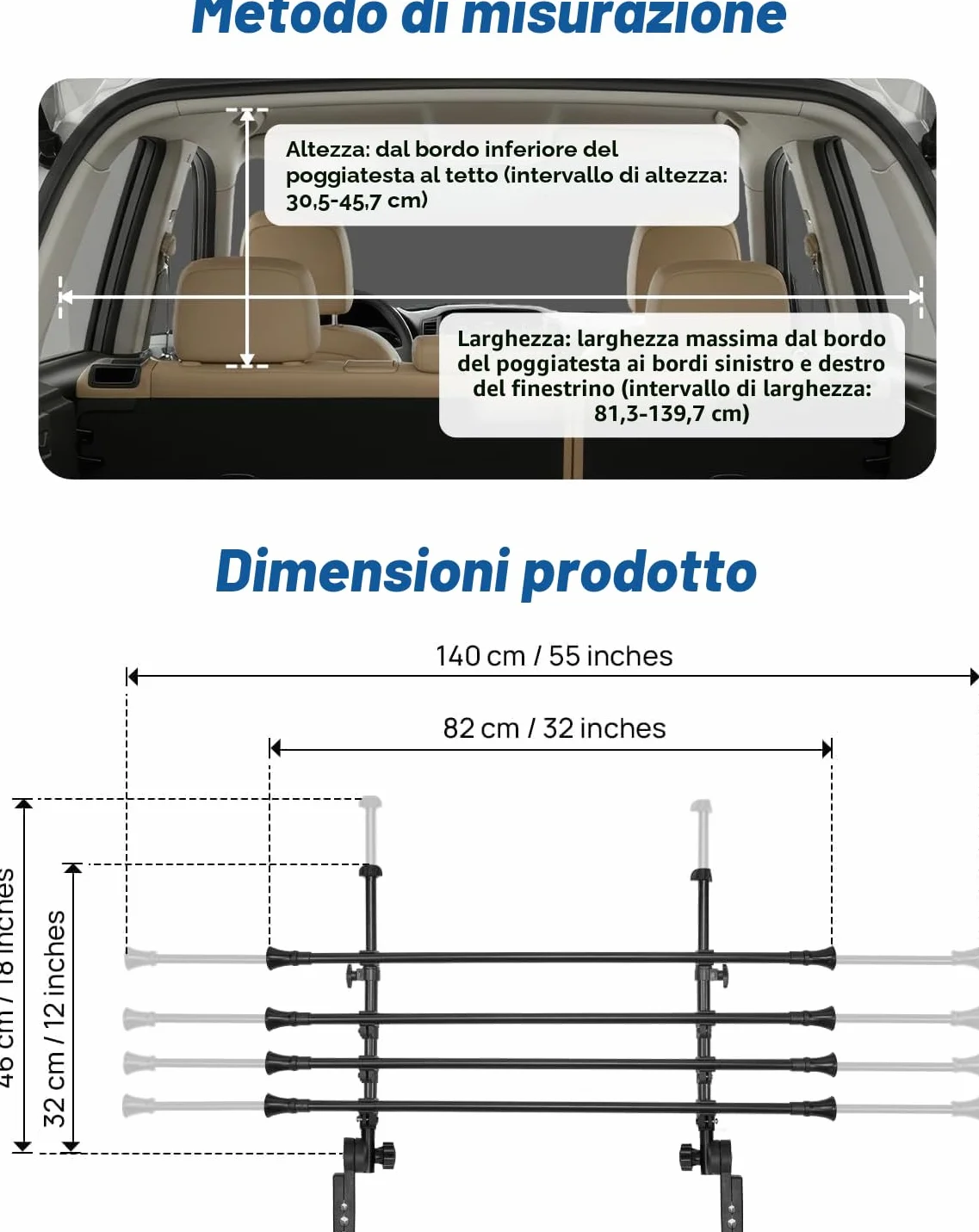 JOYTUTUS Divisori Auto per Cani, Barriere Cani per Veicoli, Griglia Protettiva Protezione per Cani per Auto Protezione per Cani in Alluminio Divisorio per Bagagli Griglia Universale per Bagagliaio