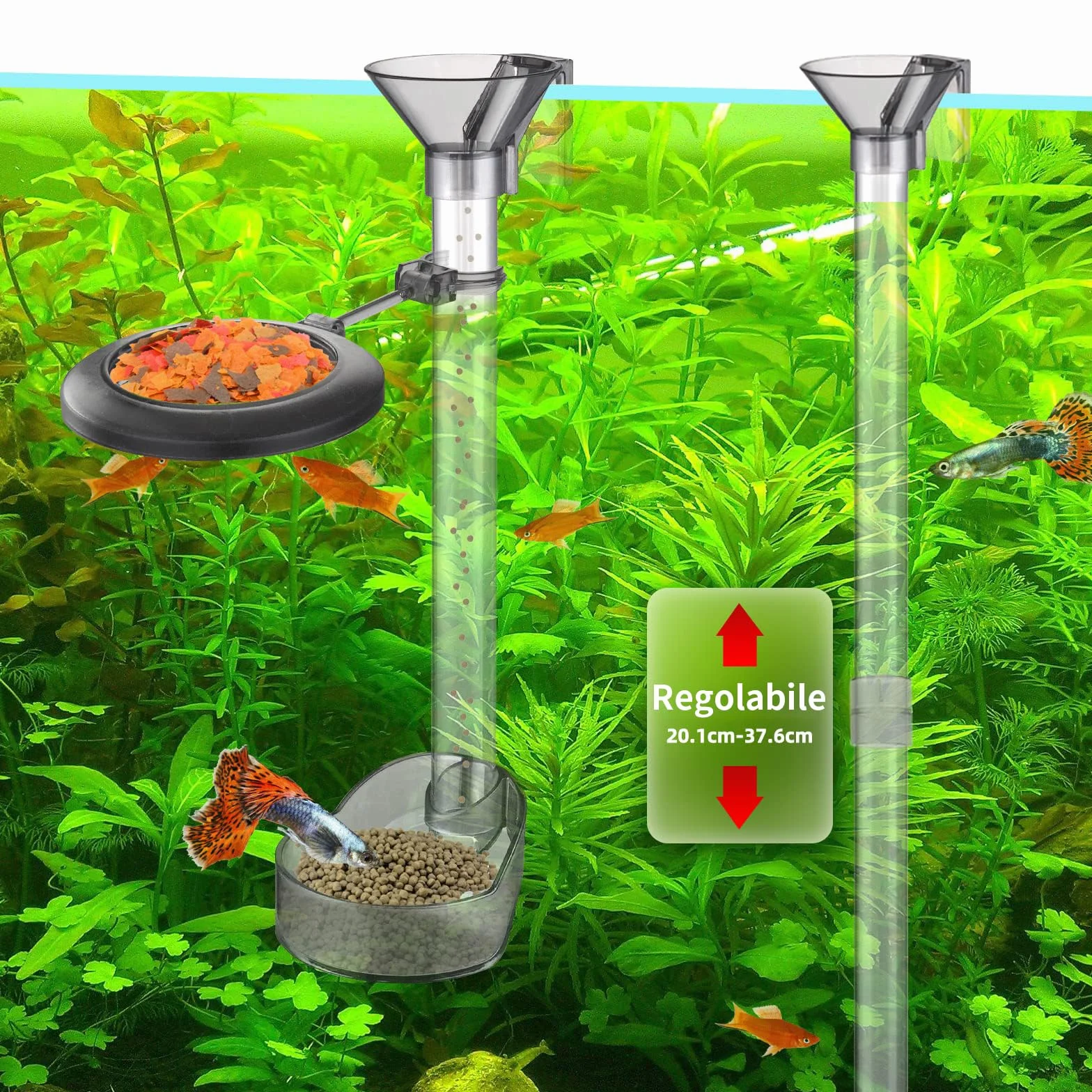 boxtech Tubo di Alimentazione Acquario, Mangiatoia per Pesce e Gamberetti per impedisce la proliferazione incontrollata degli organismi, per Gamberetti, Pesci, tartarughe (20-37cm)