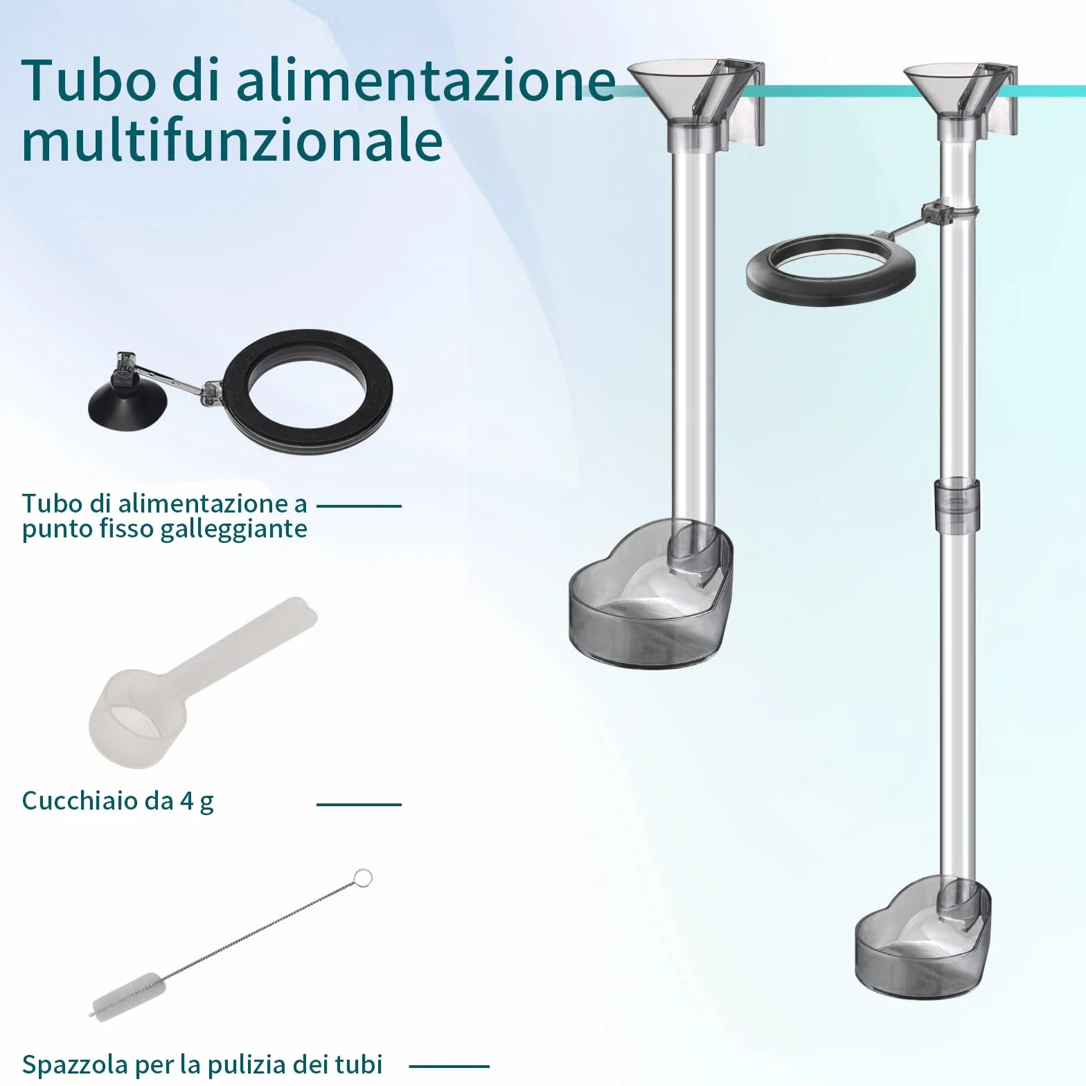 boxtech Tubo di Alimentazione Acquario, Mangiatoia per Pesce e Gamberetti per impedisce la proliferazione incontrollata degli organismi, per Gamberetti, Pesci, tartarughe (20-37cm)