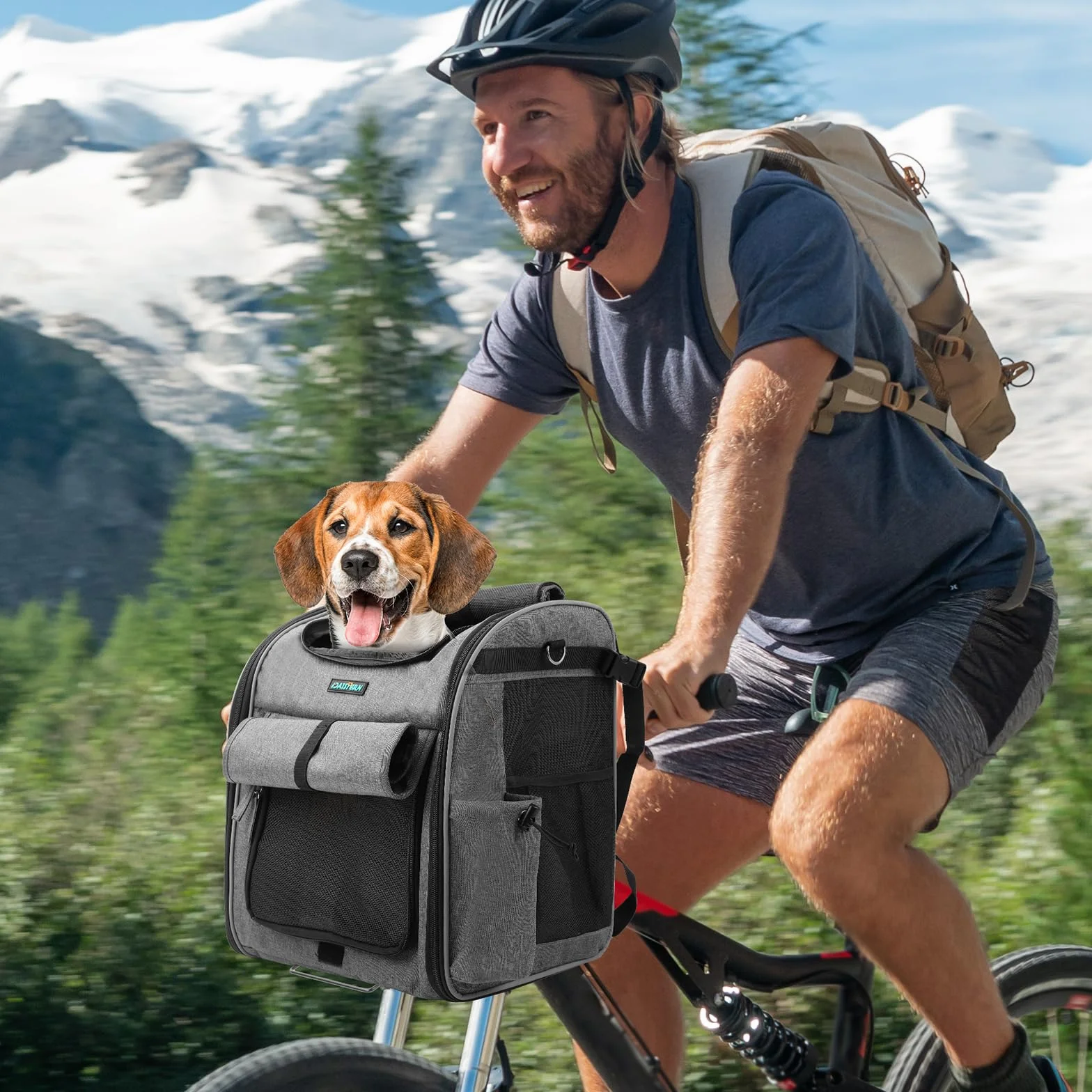 Cestino da Bici Anteriore per Cani Gatti fino a 10KG con Supporto L Ultra-Resistente Φ55mm, Zaino per Animali Domestici con Cerniera SBS, Finestre in Rete Traspirante, Cuscino Impermeabile