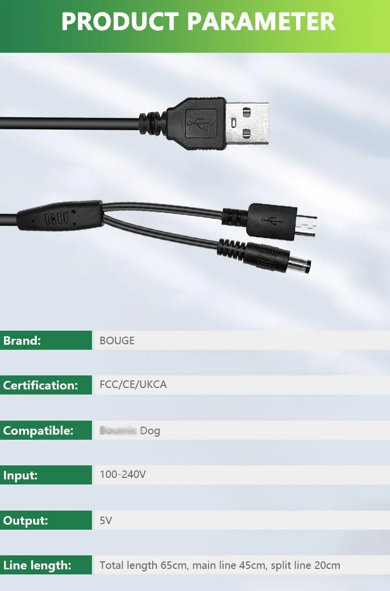 Cavo di ricarica USB per Bousnic Collare di Dressage per Cani di Ricambio 2 in 1 Caricabatterie di Alimentazione per Bousnic Collare di Dressage per Cane e Telecomando