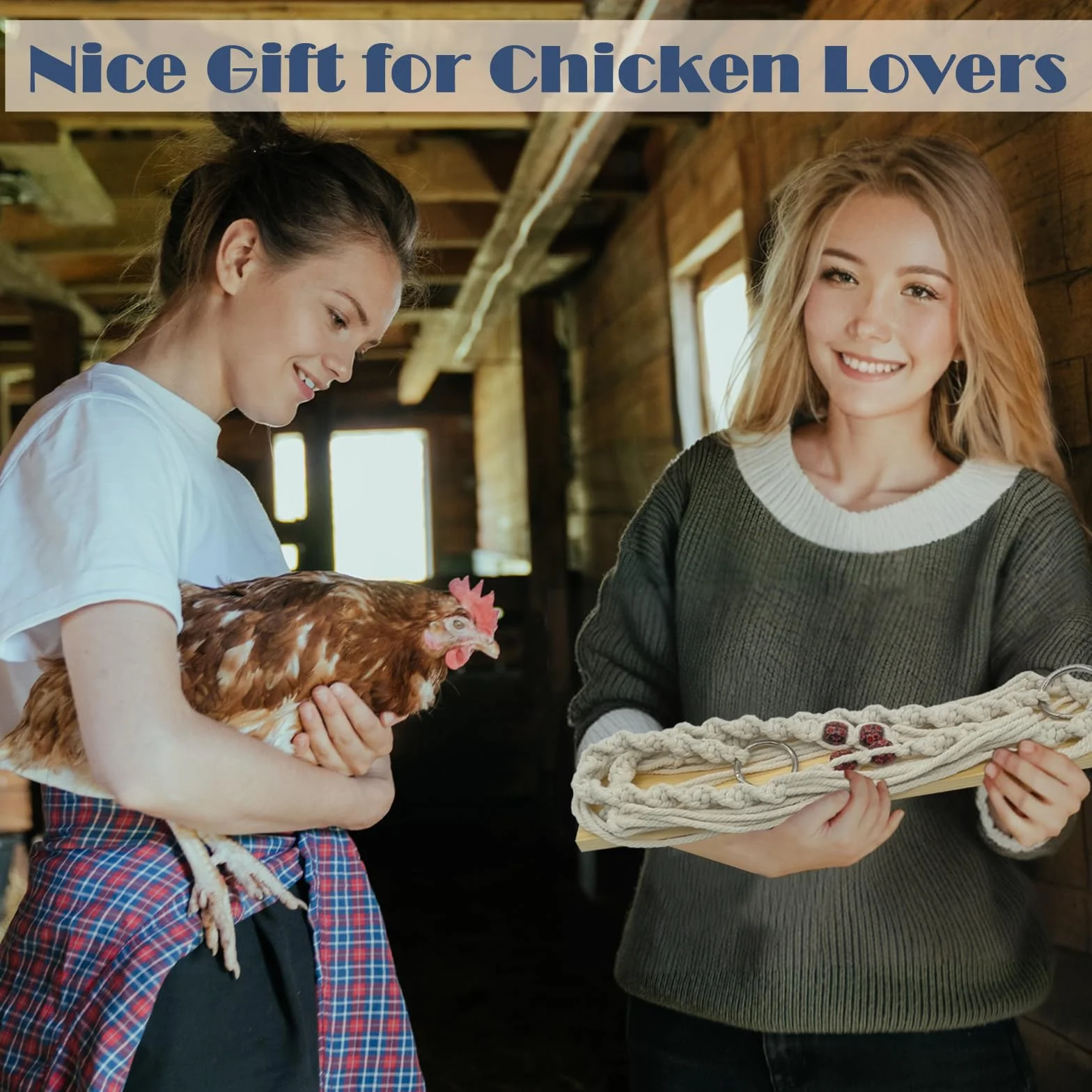Altalena per Pollaio Giochi per Galline Accessori in Legno Naturale Fatto a Mano