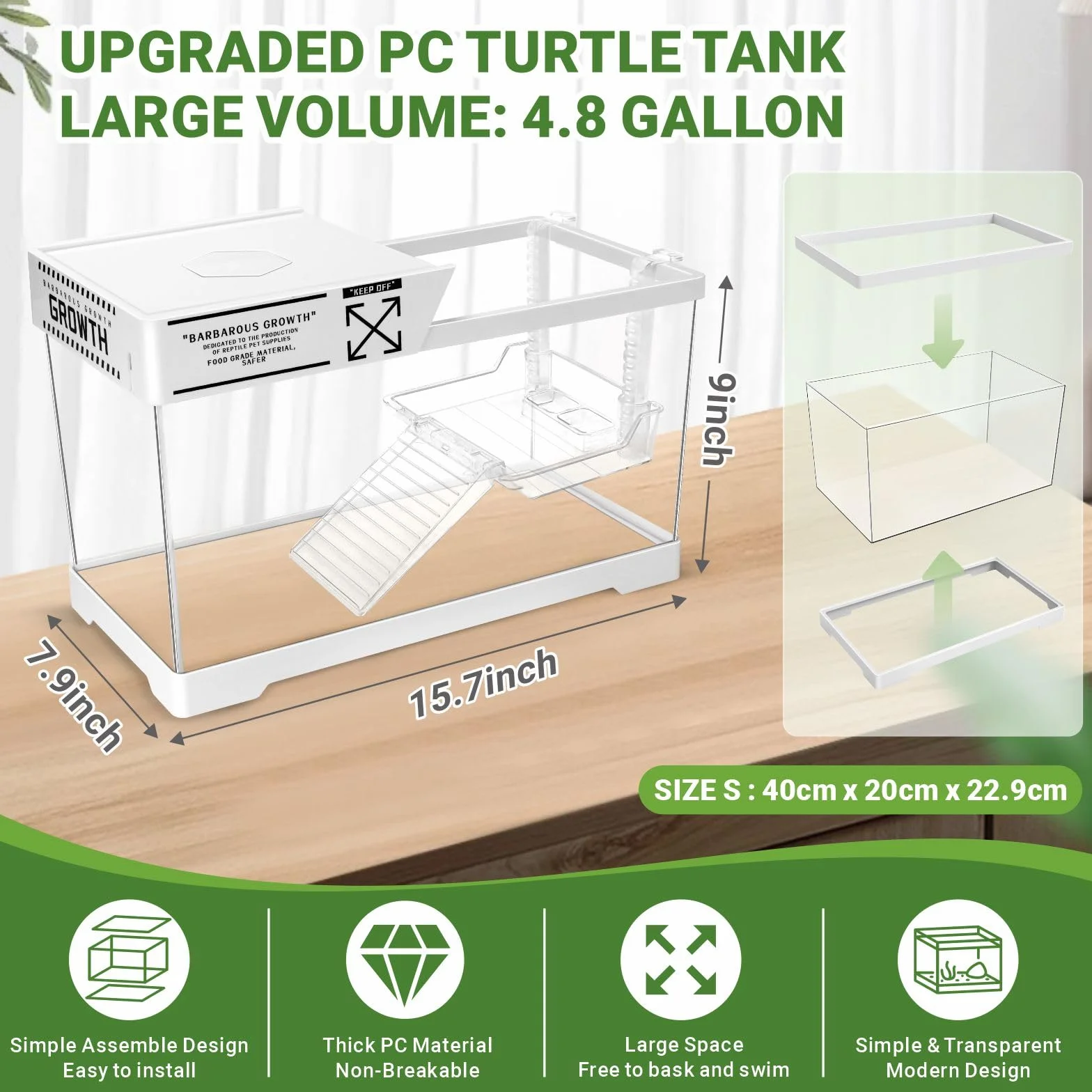 GOZILLA Kit Acquario per Tartarughe Acquatiche con Lampada e Filtro Regolabili, Habitat Rettili con Coperchio