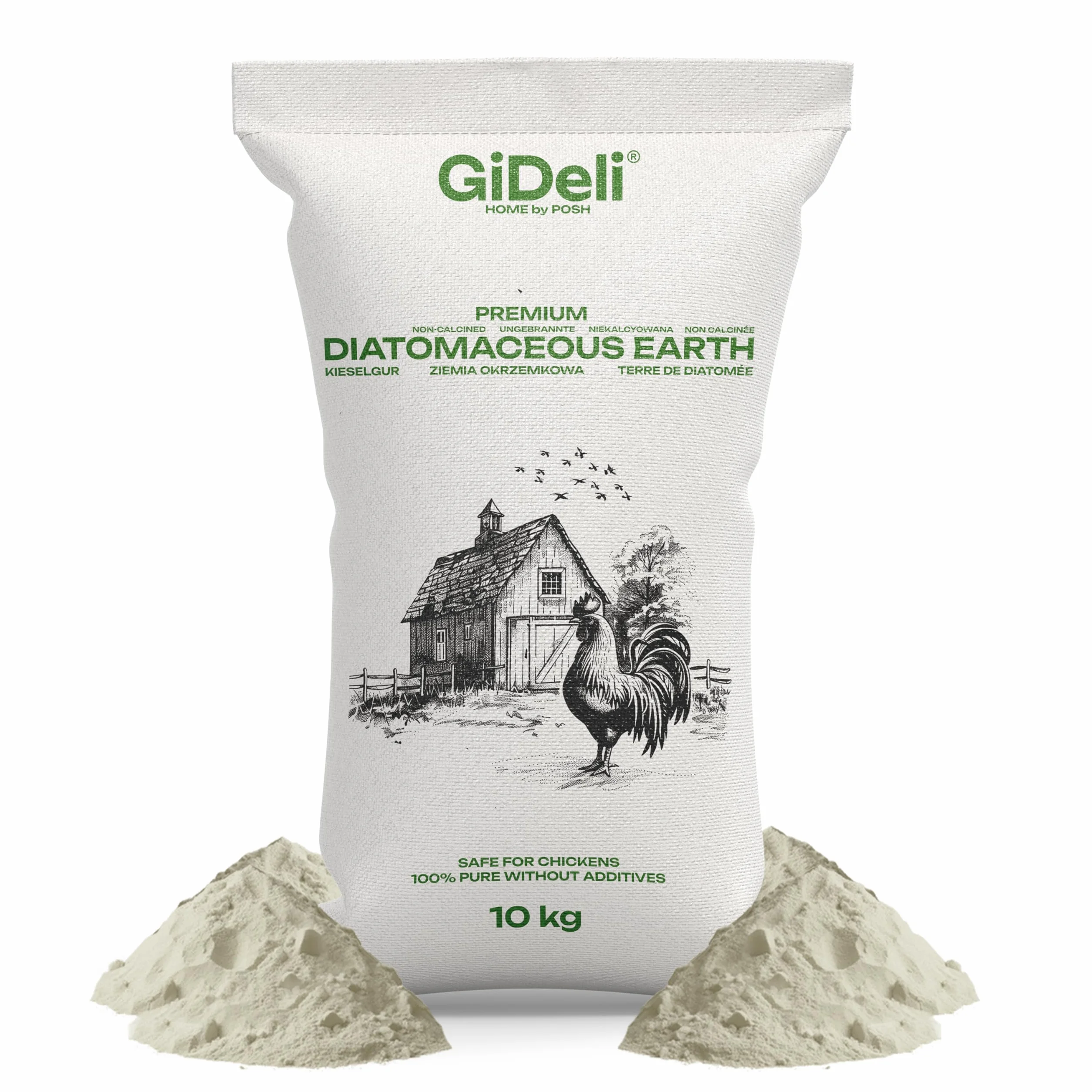 GiDeli Diatomea per polli polvere pura non calcinata contro acaro rosso uccello 10 kg